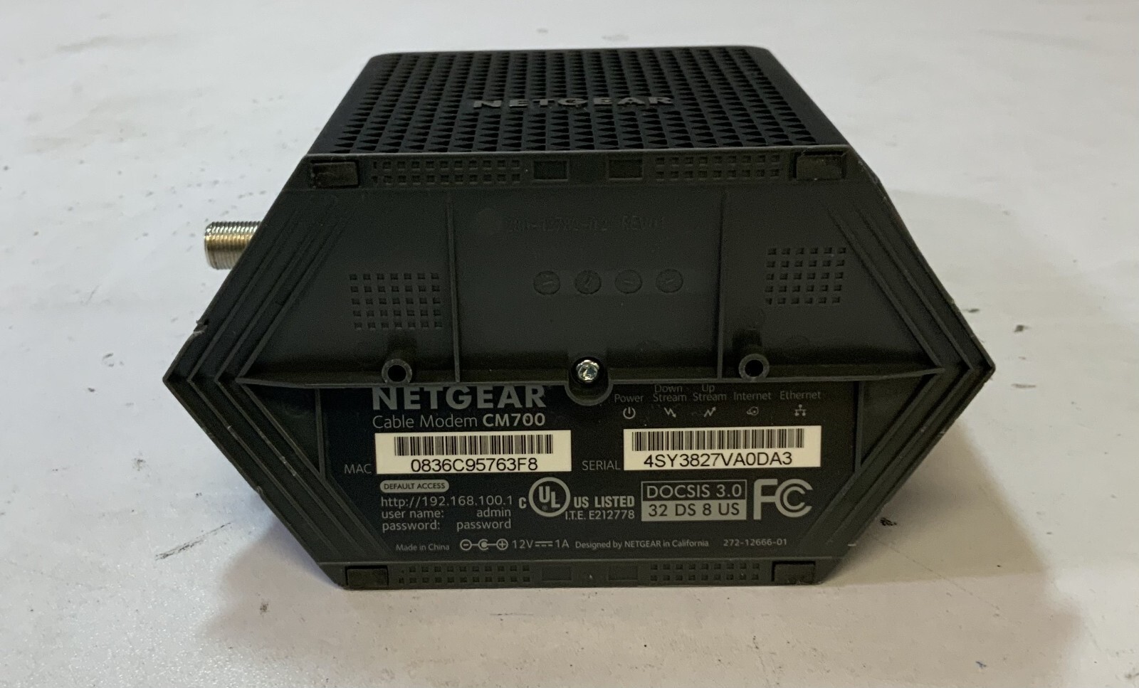 NETGEAR CM700 – DOCSIS 3.0 High Speed Cable Modem, Black “F1D”