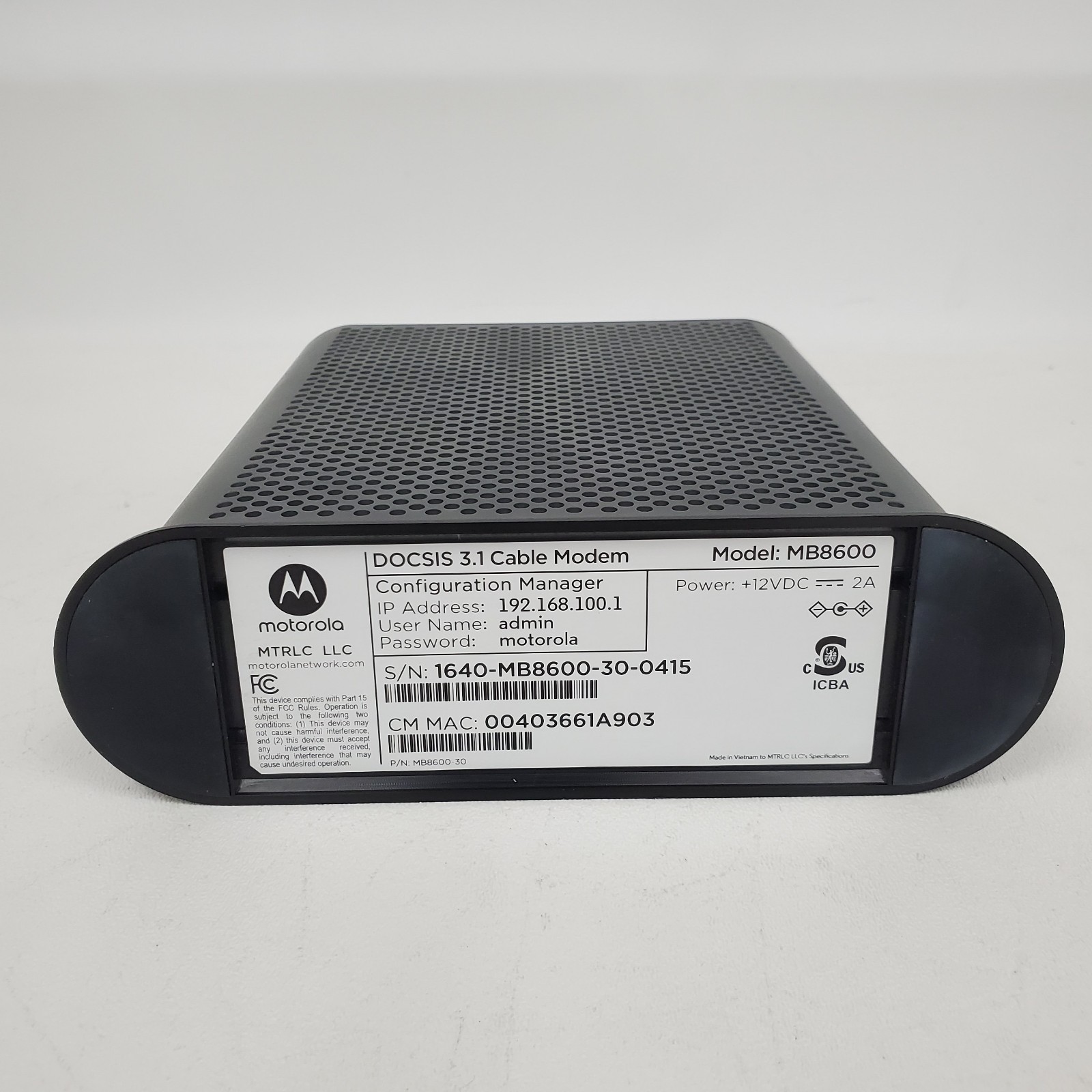 Motorola MB8600 DOCSIS 3.1 Cable Modem