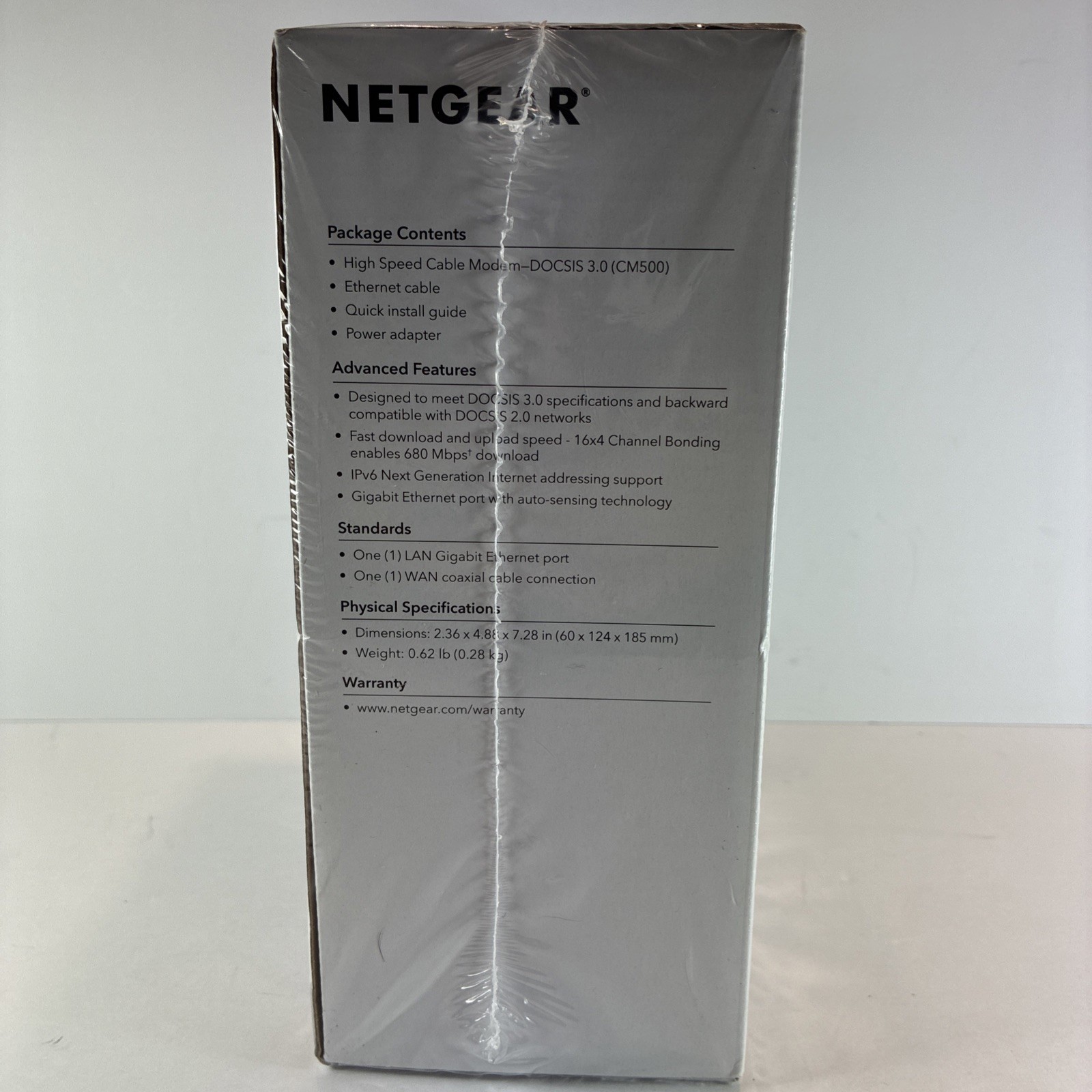 Netgear CM500 High Speed Cable Modem DOCSIS 3.0 680 mbps 16×4 Channel Bonding
