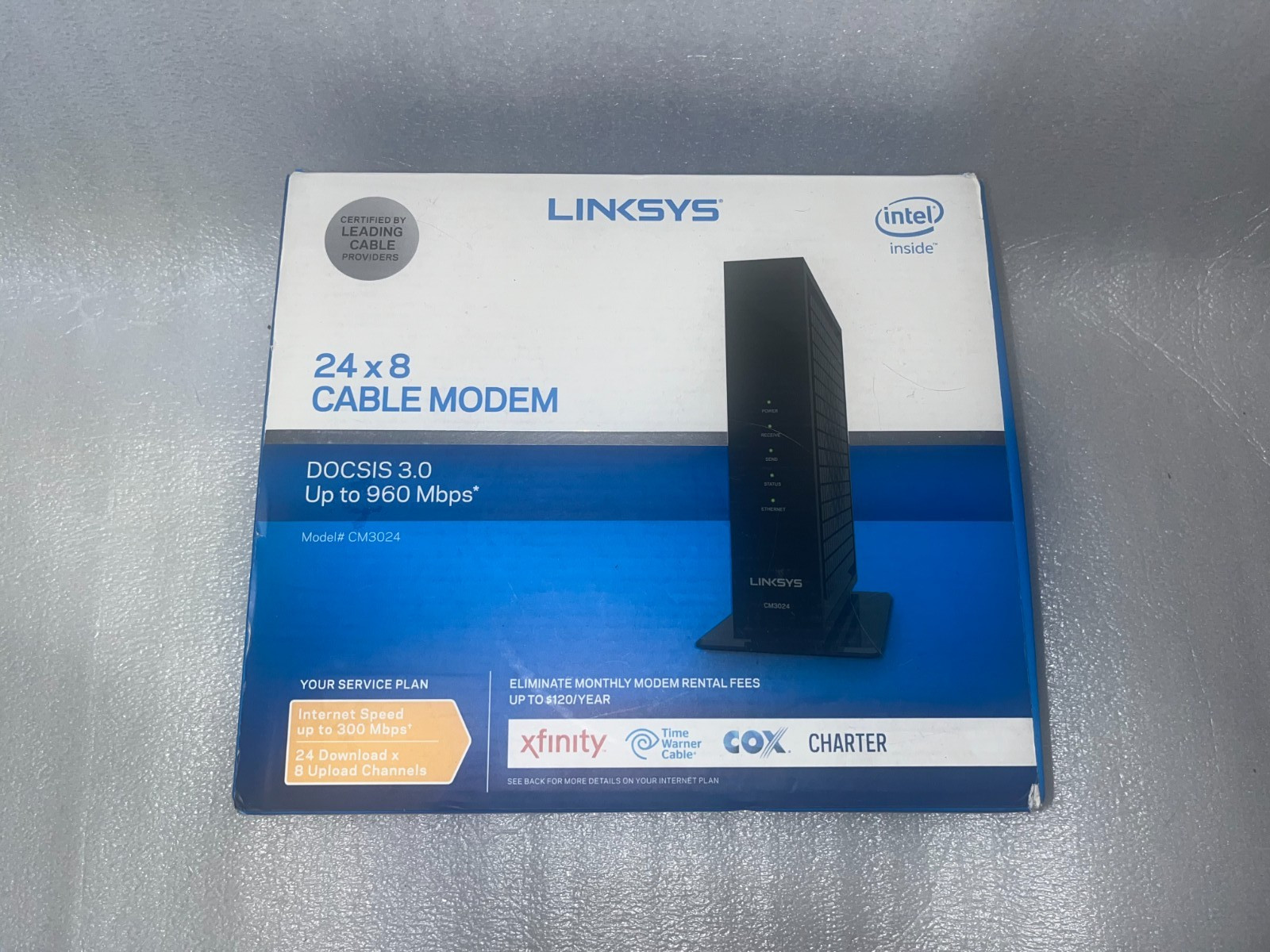 Linksys CM3024 DOCSIS 3.0 24×8 Cable Modem 960 Mbps Xfinity Cox Charter Tested