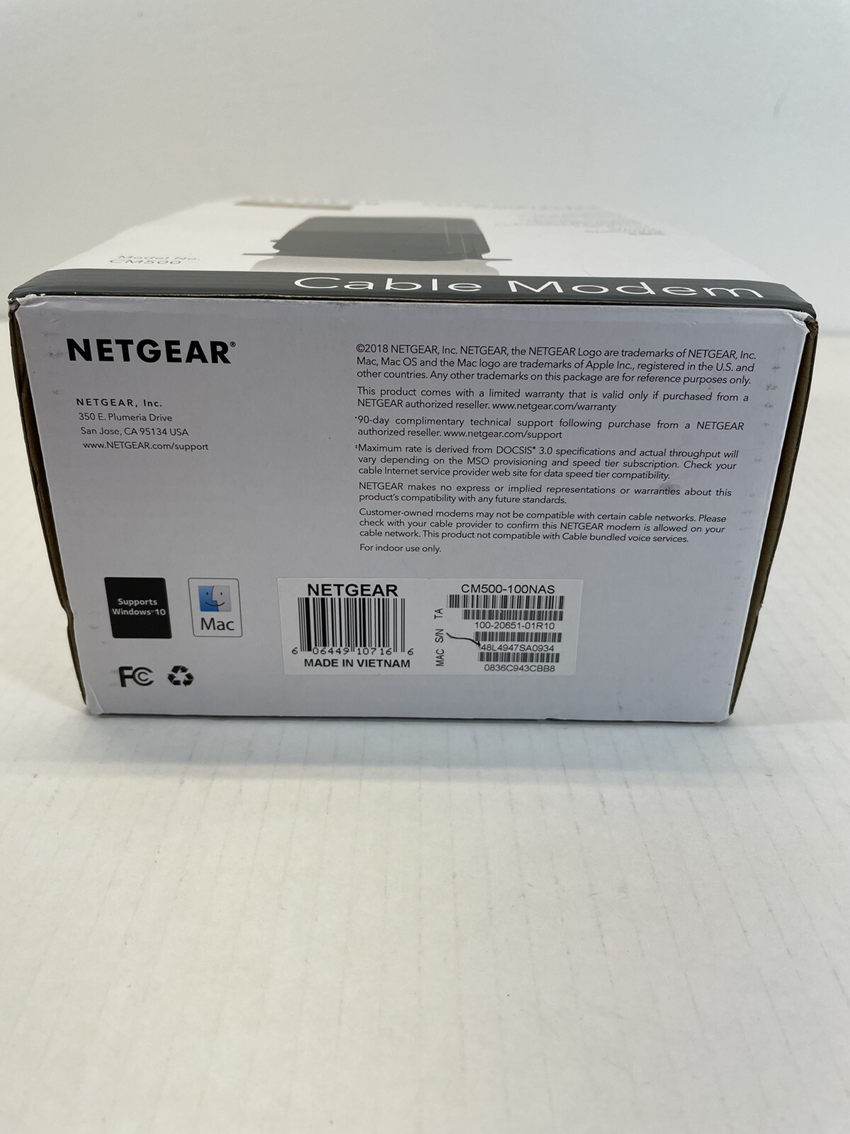 Netgear CM500 High Speed Cable Modem DOCSIS 3.0 Xfinity Cox Spectrum Comcast