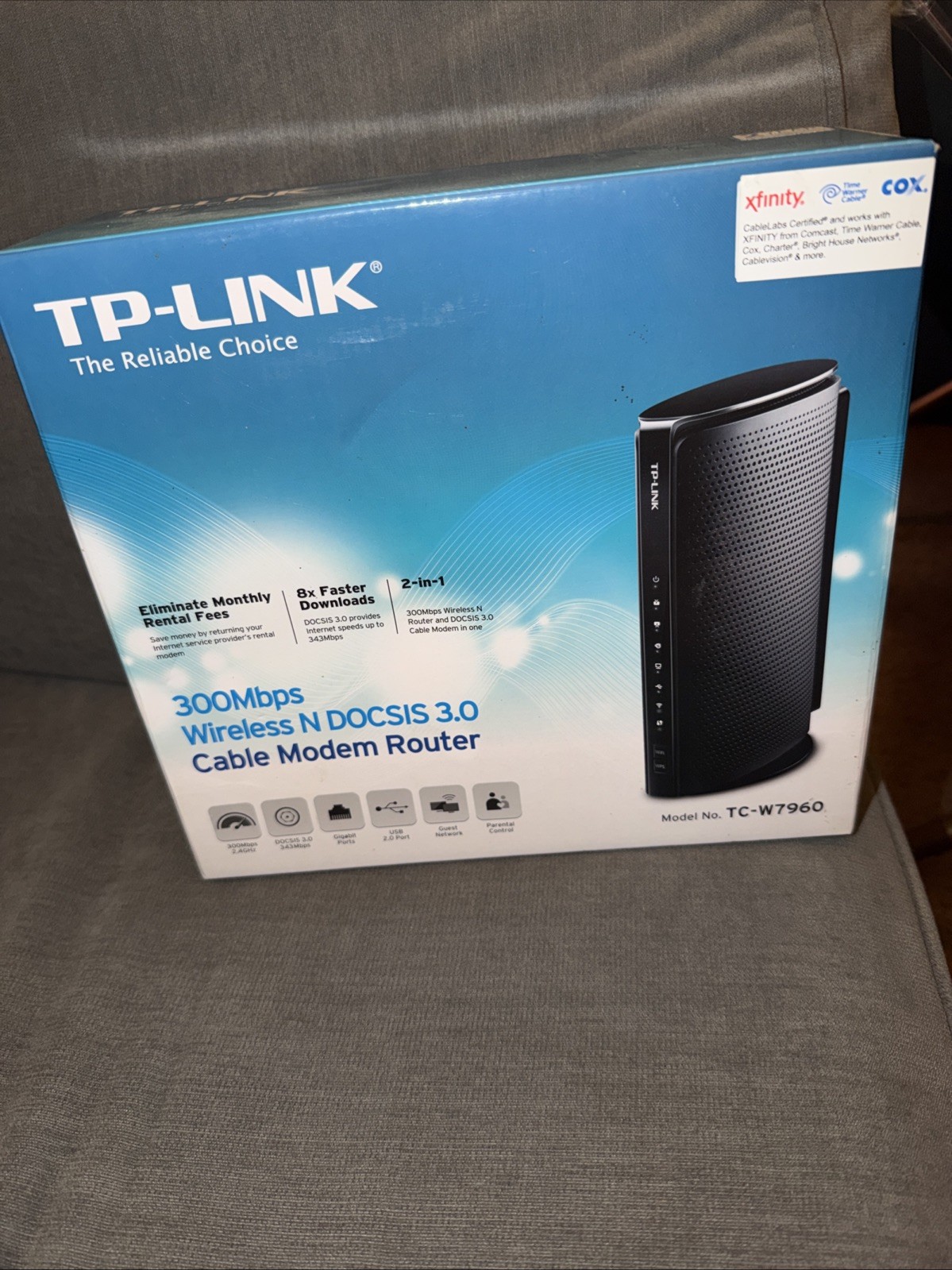 TP-Link TC-W7960 300Mbps Wireless Modem Router – Black
