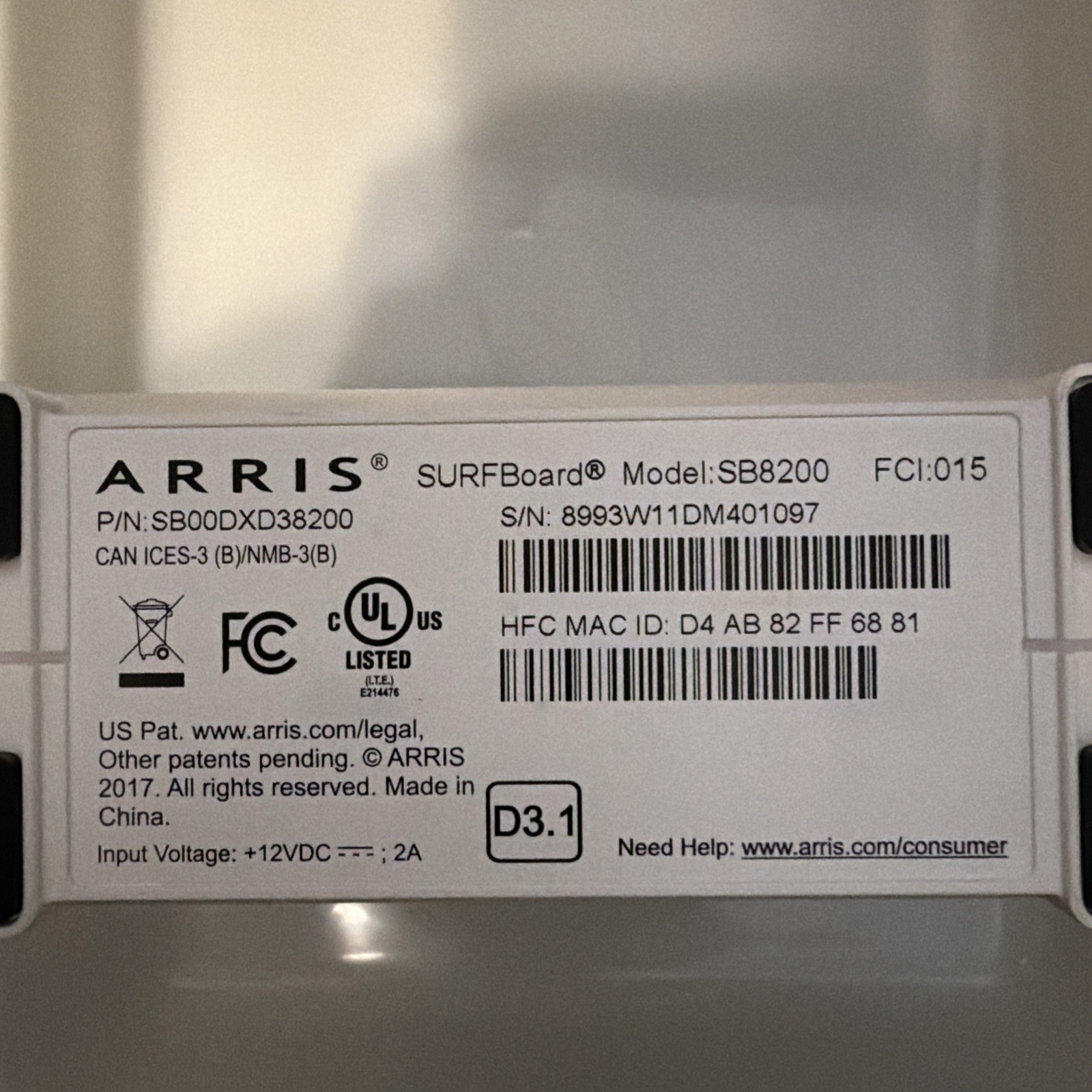 ARRIS – SURFboard SB8200 32 x 8 DOCSIS 3.1 Gig-Speed Cable Modem – White READ