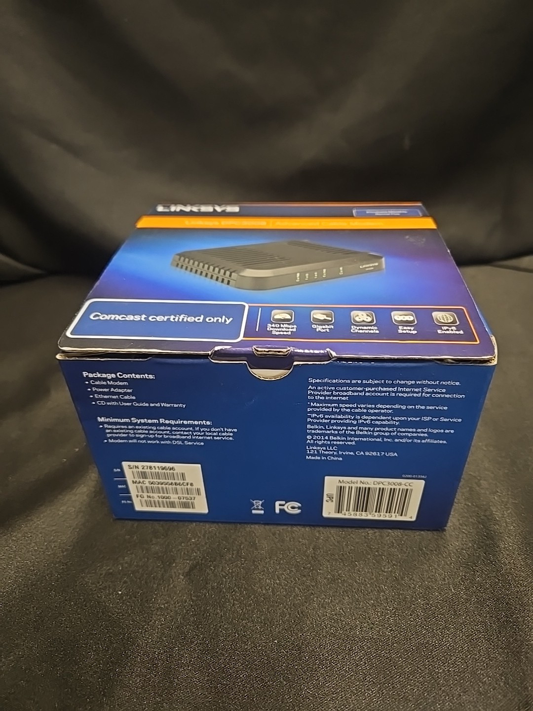 Linksys DOCSIS (DPC3008-CC) 348.16 Mbps