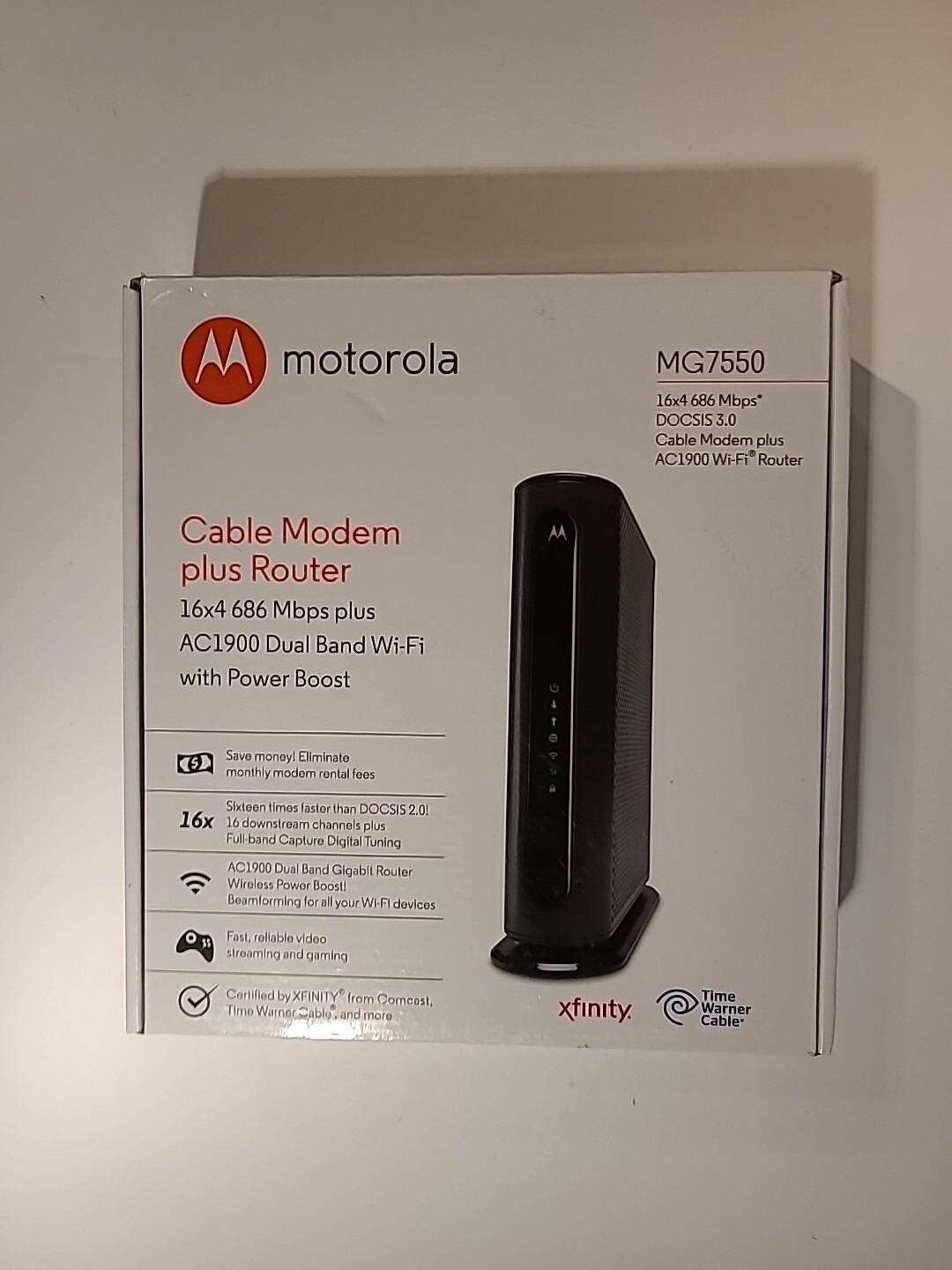 Motorola MG7550 16×4 DOCSIS 3.0 Cable Modem Plus AC1900 WiFi Router