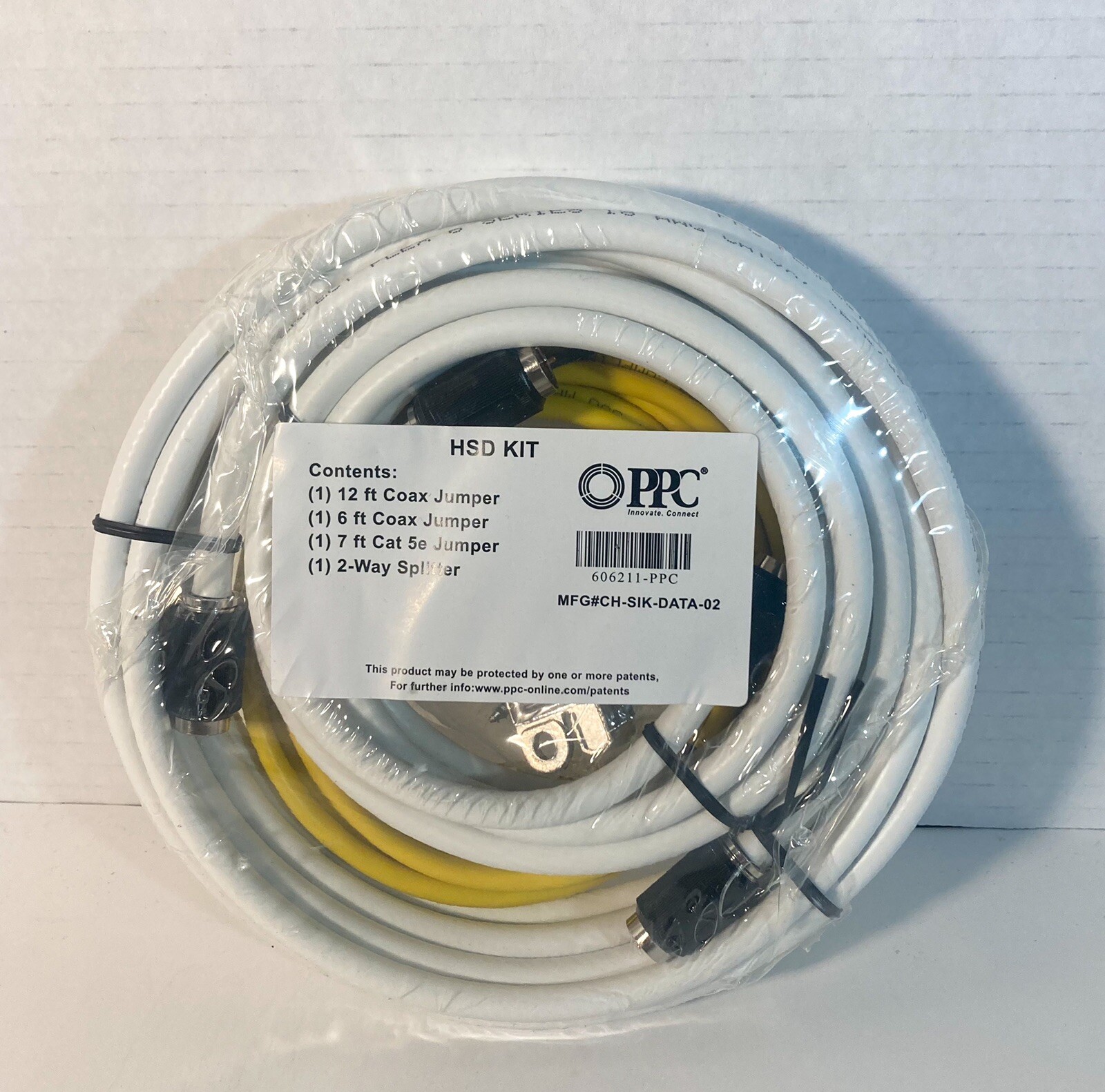 HSD Kit 7 ft Cat 5e & 6 ft and 12 ft. Coax Jumper Cables With 2-Way Splitter