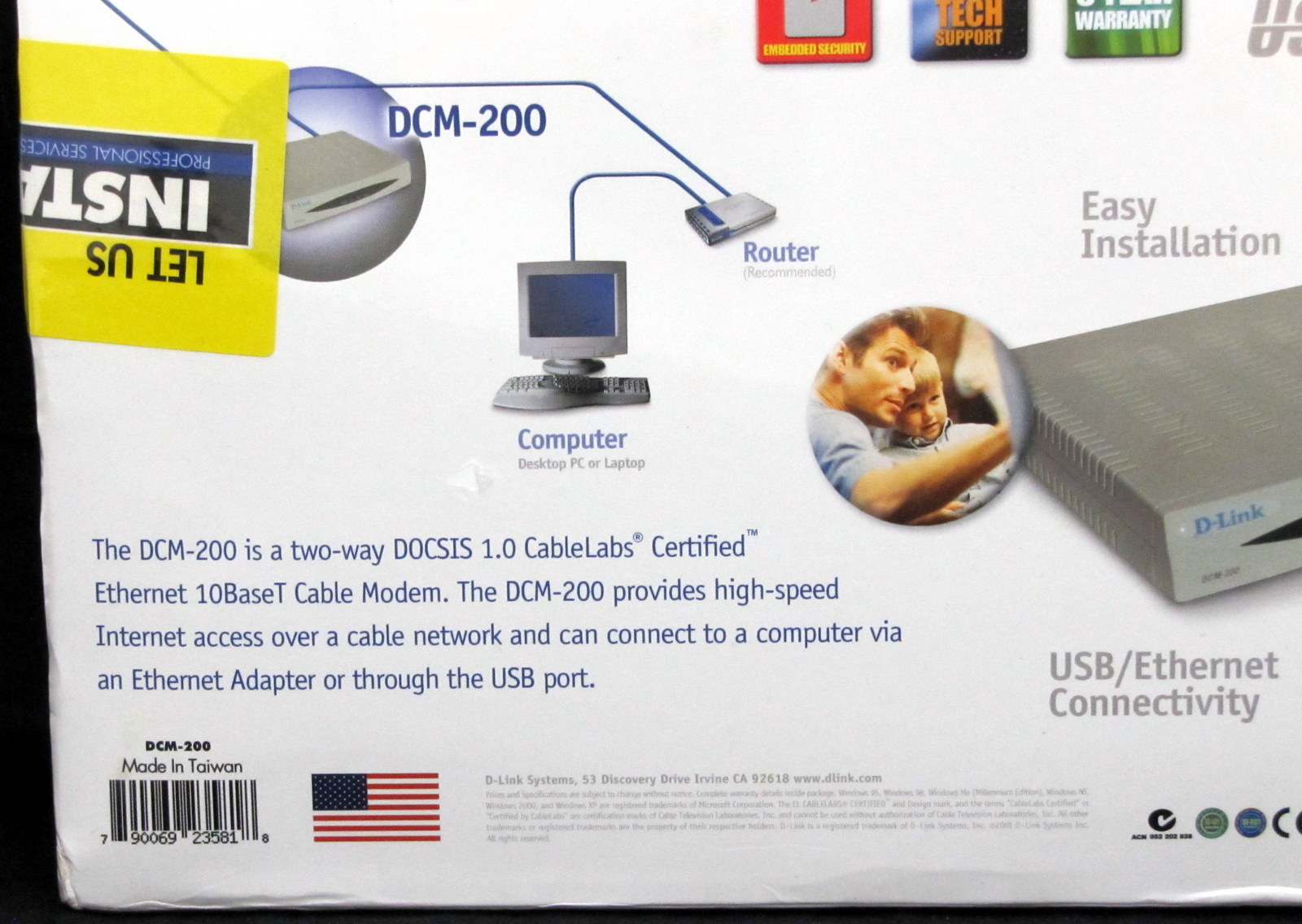 D-Link High Speed Cable Modem DCM-200 DLink D Link Ethernet and USB Connectivity