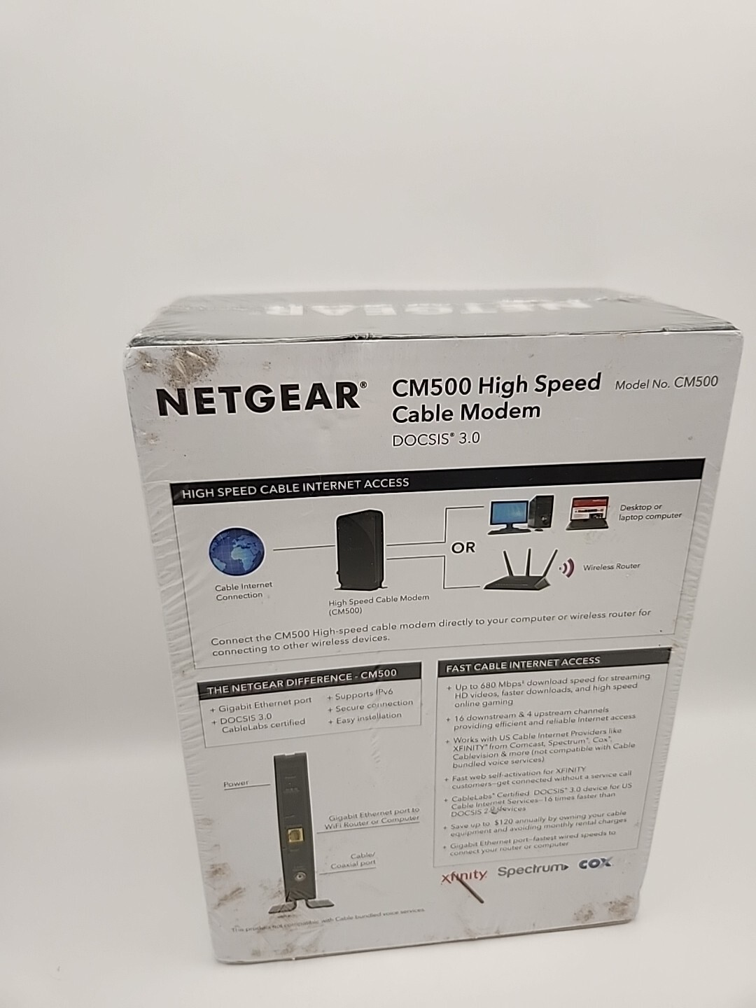 NEW Netgear High-Speed Cable Modem DOCSIS 3.0 680Mbps Download Speed Black