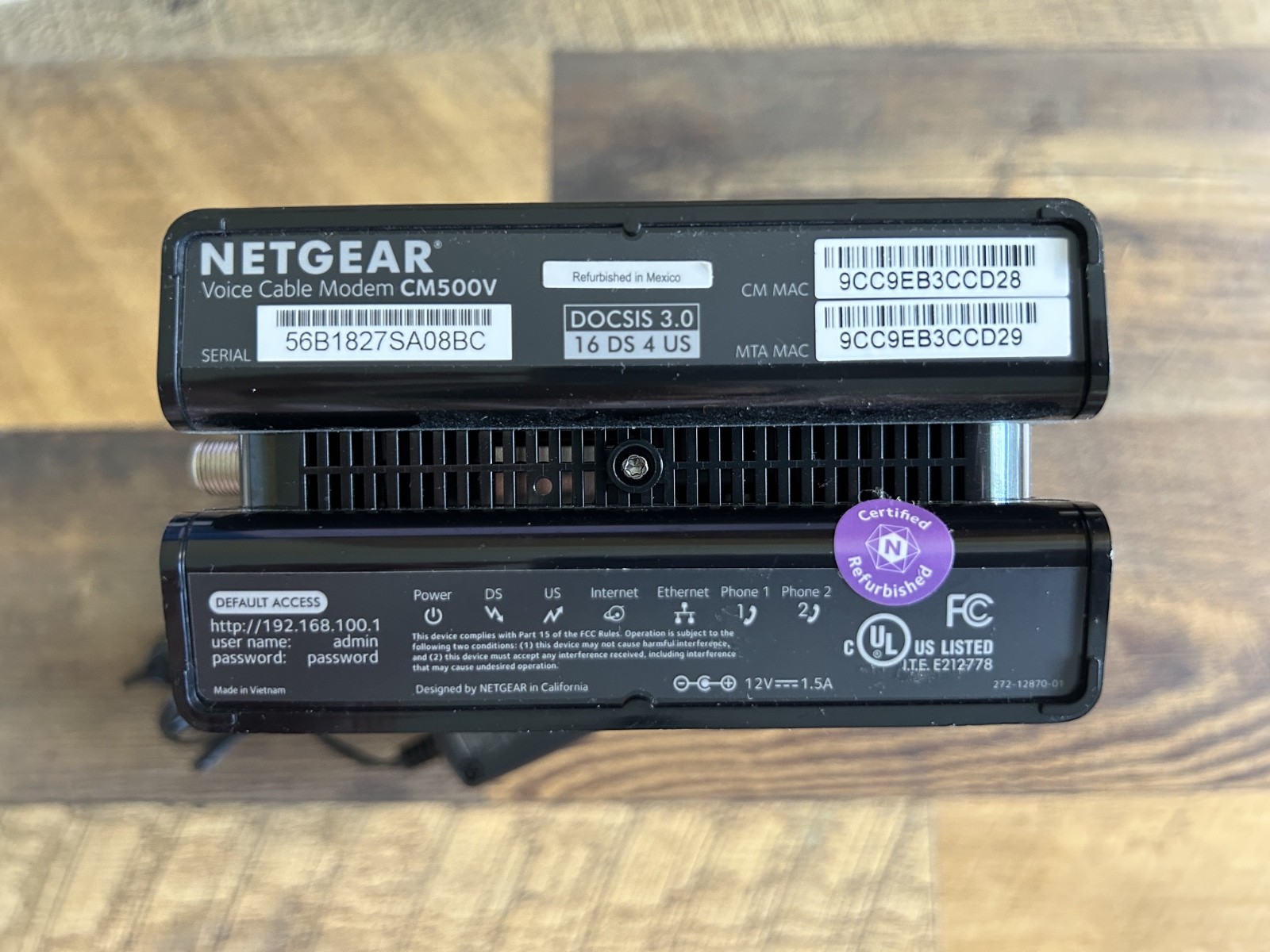 NETGEAR Cable Modem w Voice CM500V – For Xfinity by Comcast Internet & Voice