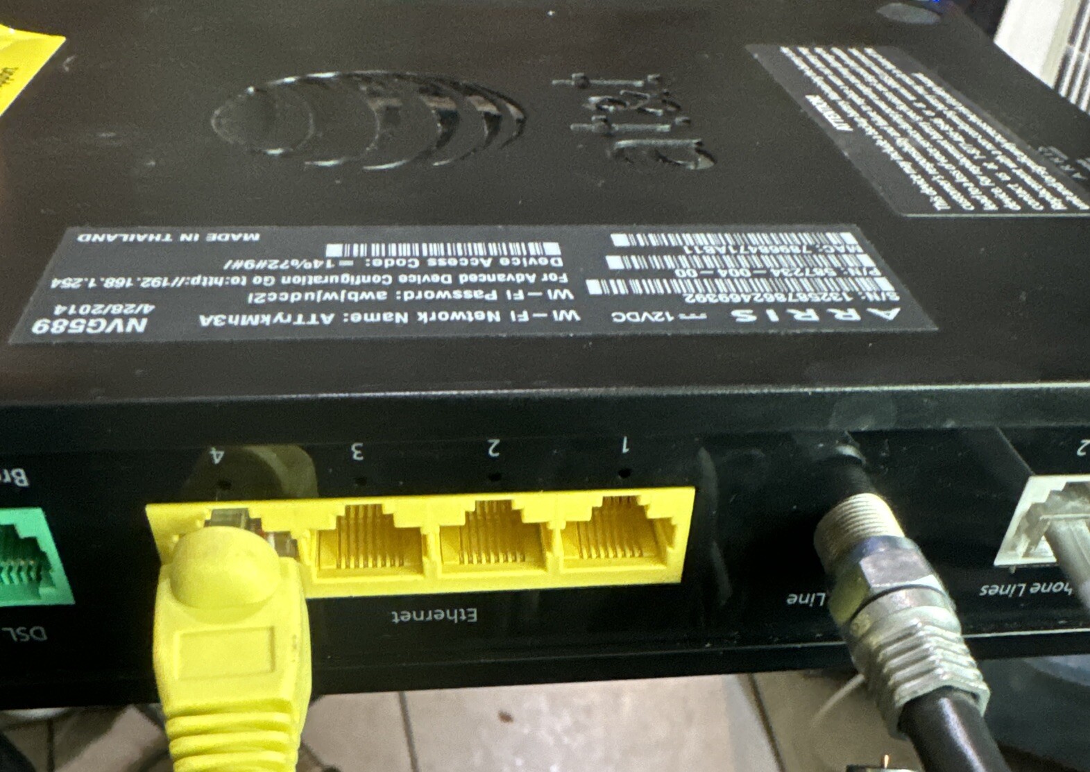 Att ARRIS NVG589 AT&T U-verse Modem With Power Cable