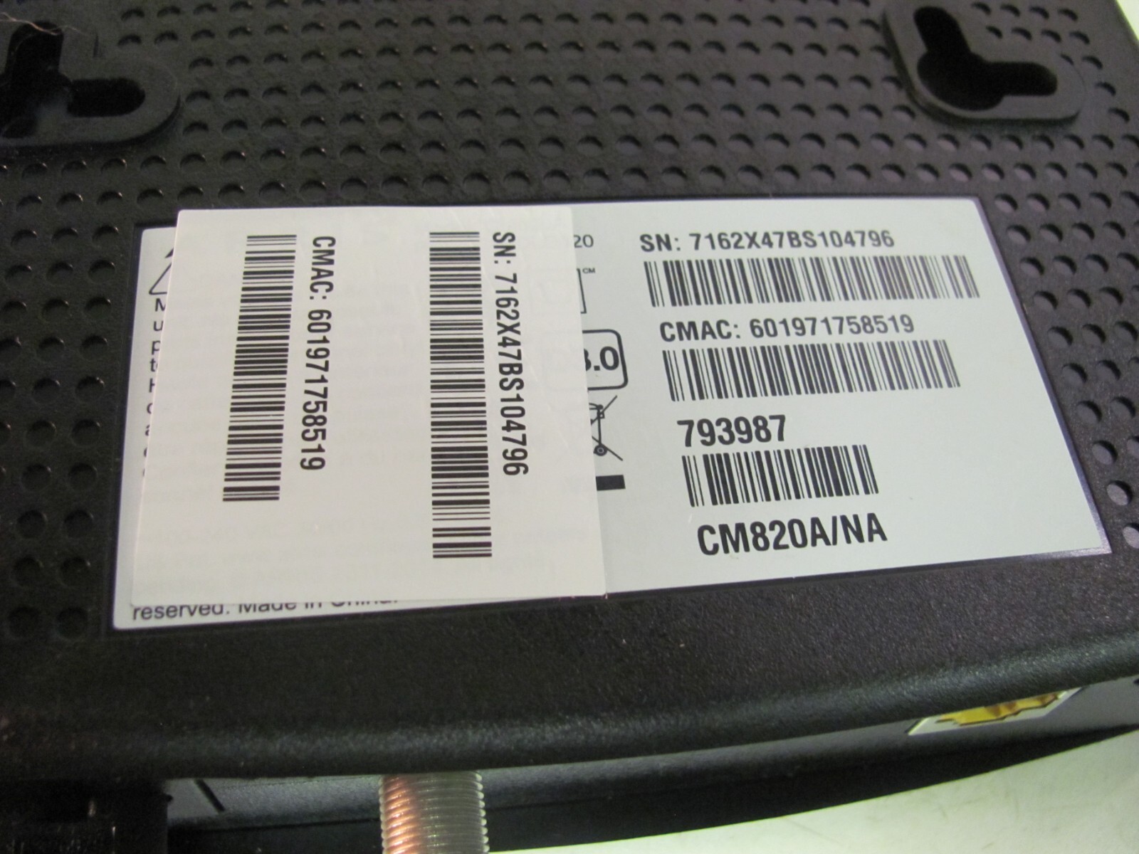 ARRIS CM820A Cable Modem DOCSIS 3.0