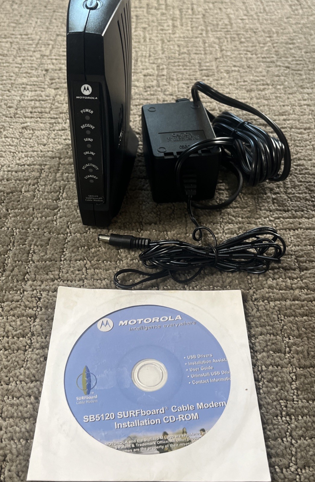 Motorola SB5120 SurfBoard Cable Modem Power Cord Installation CD-ROM