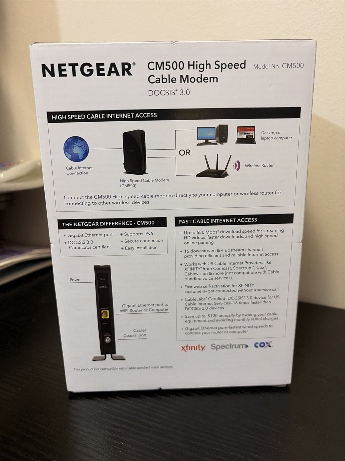 NETGEAR CM500 High Speed Cable Modem, DOCSIS 3.0 In Box