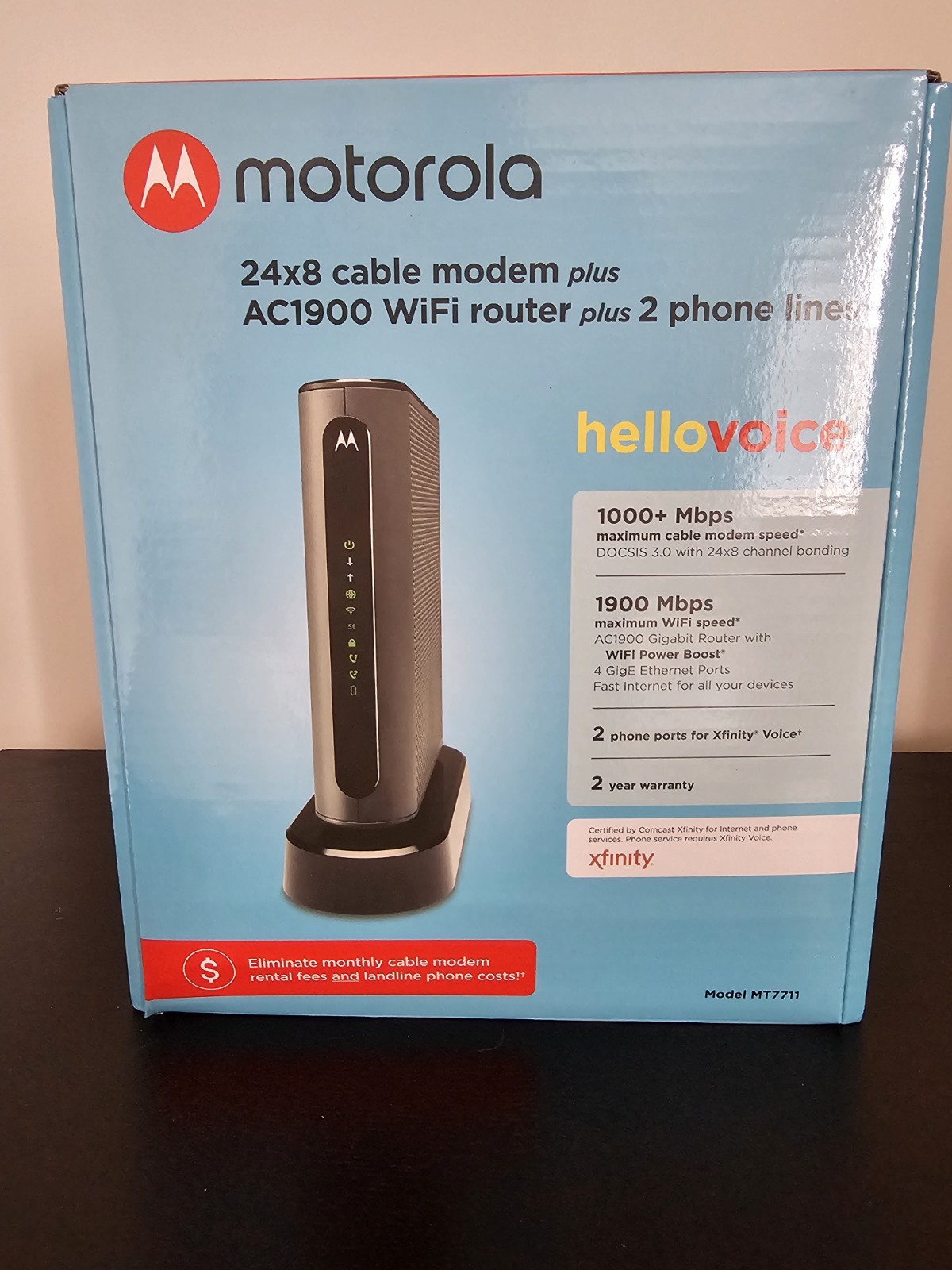 Motorola MT7711 24X8 Cable Modem/Router with Two Phone Ports, DOCSIS 3.0 Modem