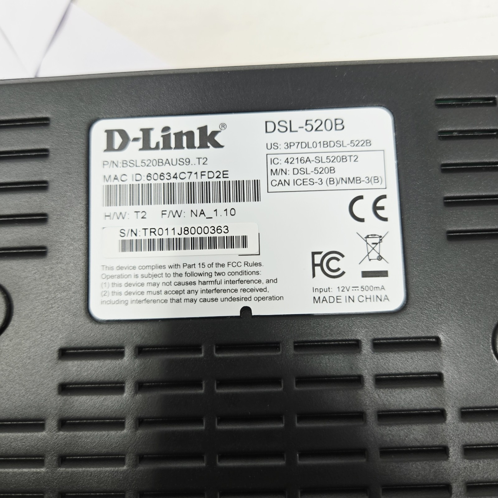 D-Link ADSL2+ Ethernet Modem-DSL-520B Broadband