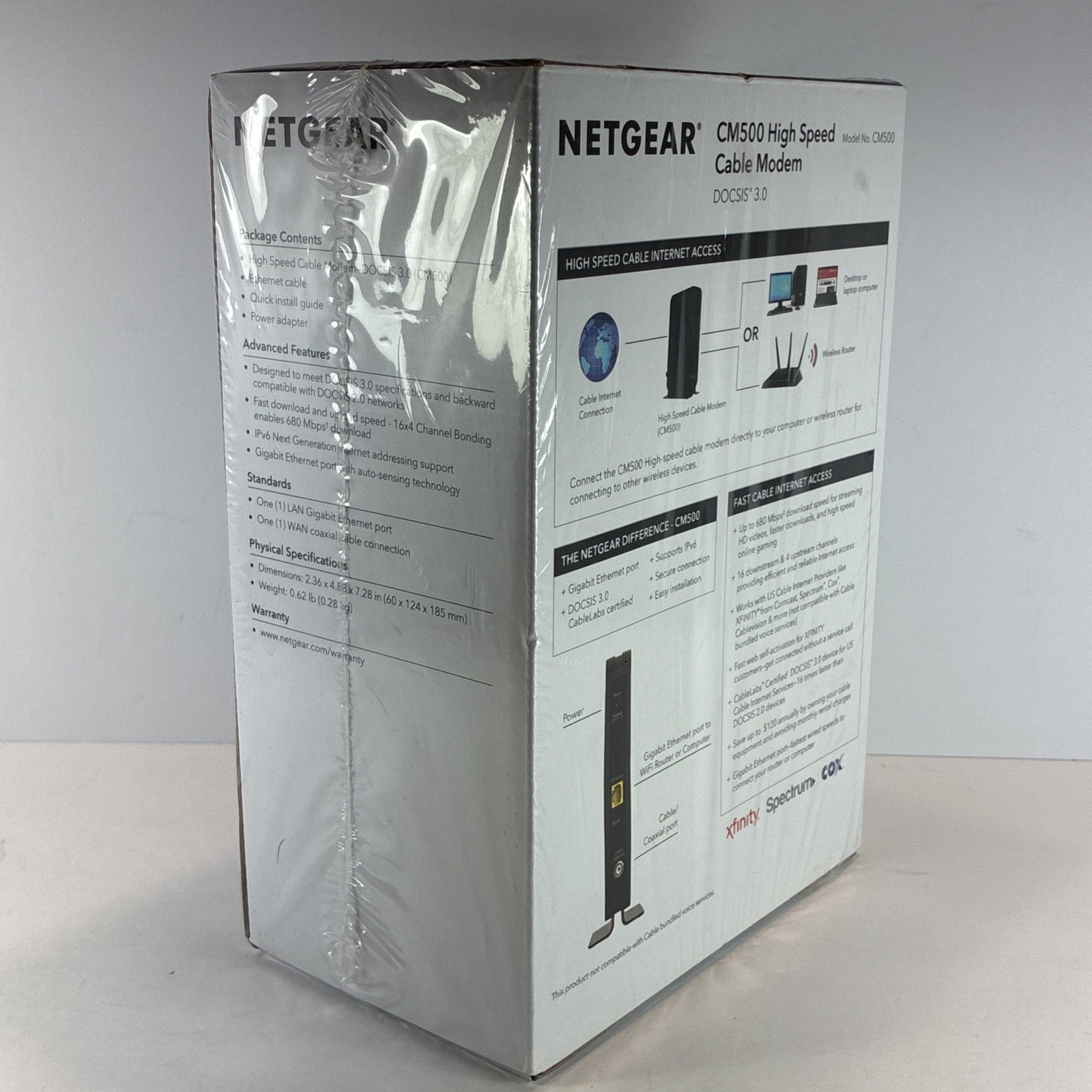 Netgear CM500 High Speed Cable Modem DOCSIS 3.0 680 mbps 16×4 Channel Bonding