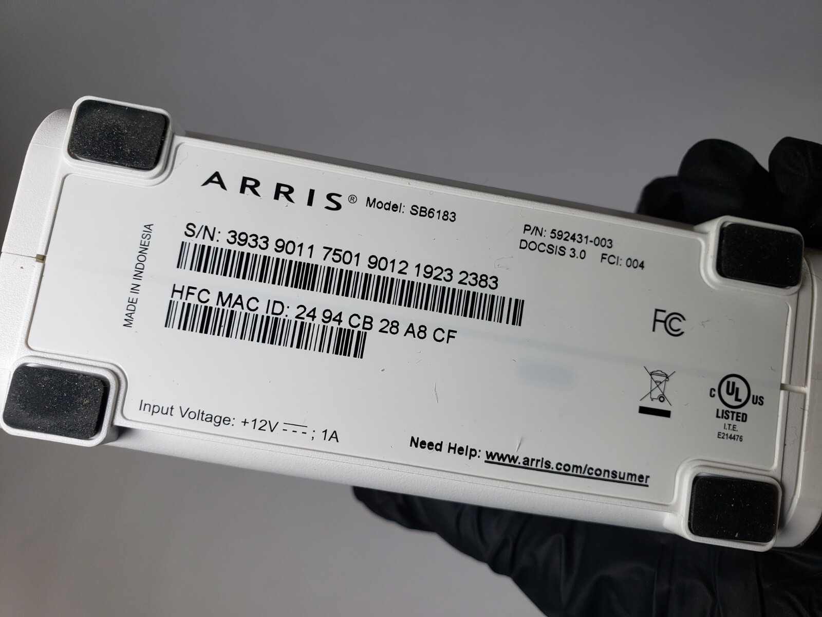 ARRIS SURFboard SB6183 DOCSIS 3.0 16×4 Gigabit Cable Modem 1 Gbps Port, 400 Mbps