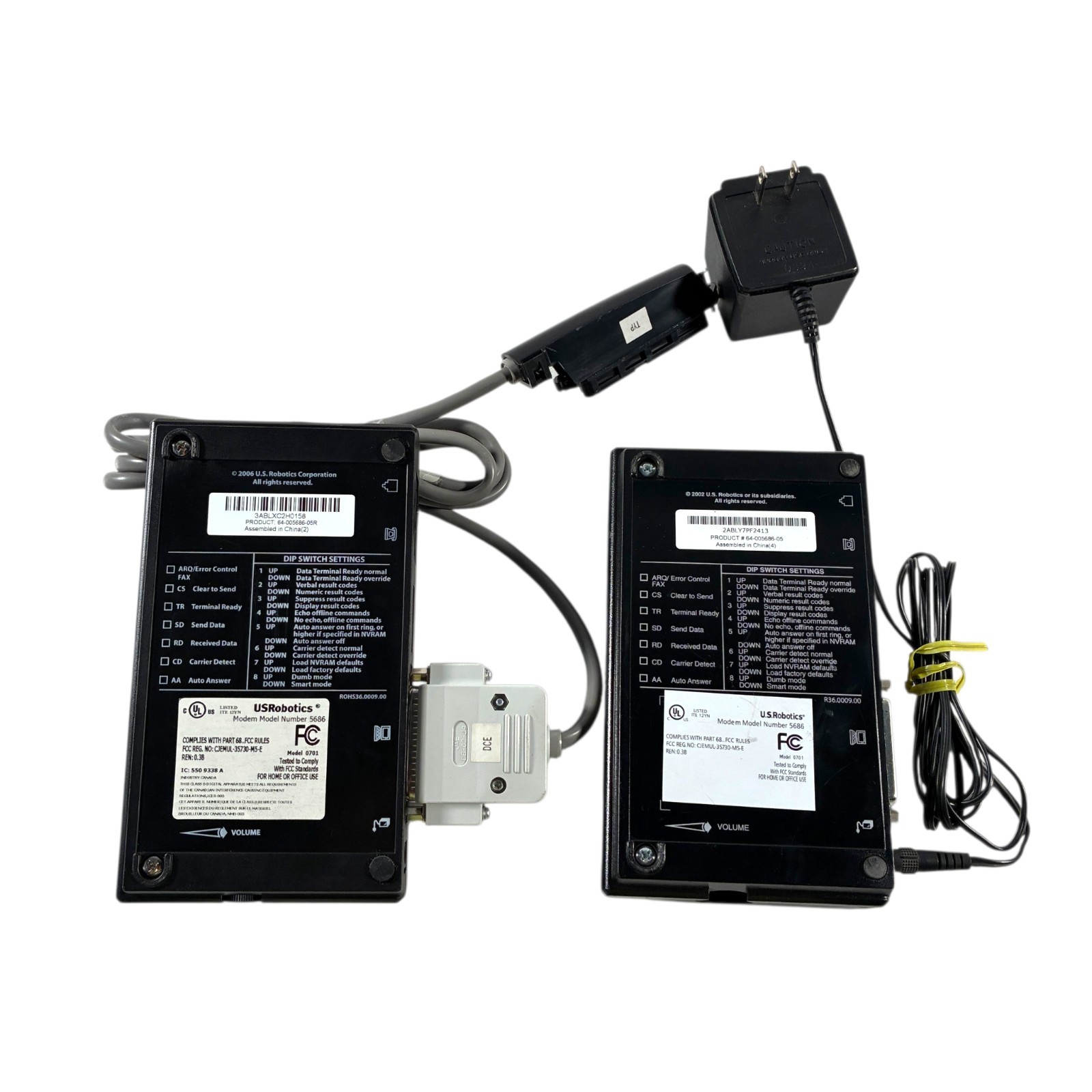 USRobotics 56K V.92 External Fax Modems Model 5686 0701 RS-232 Dial-Up Lot of 2