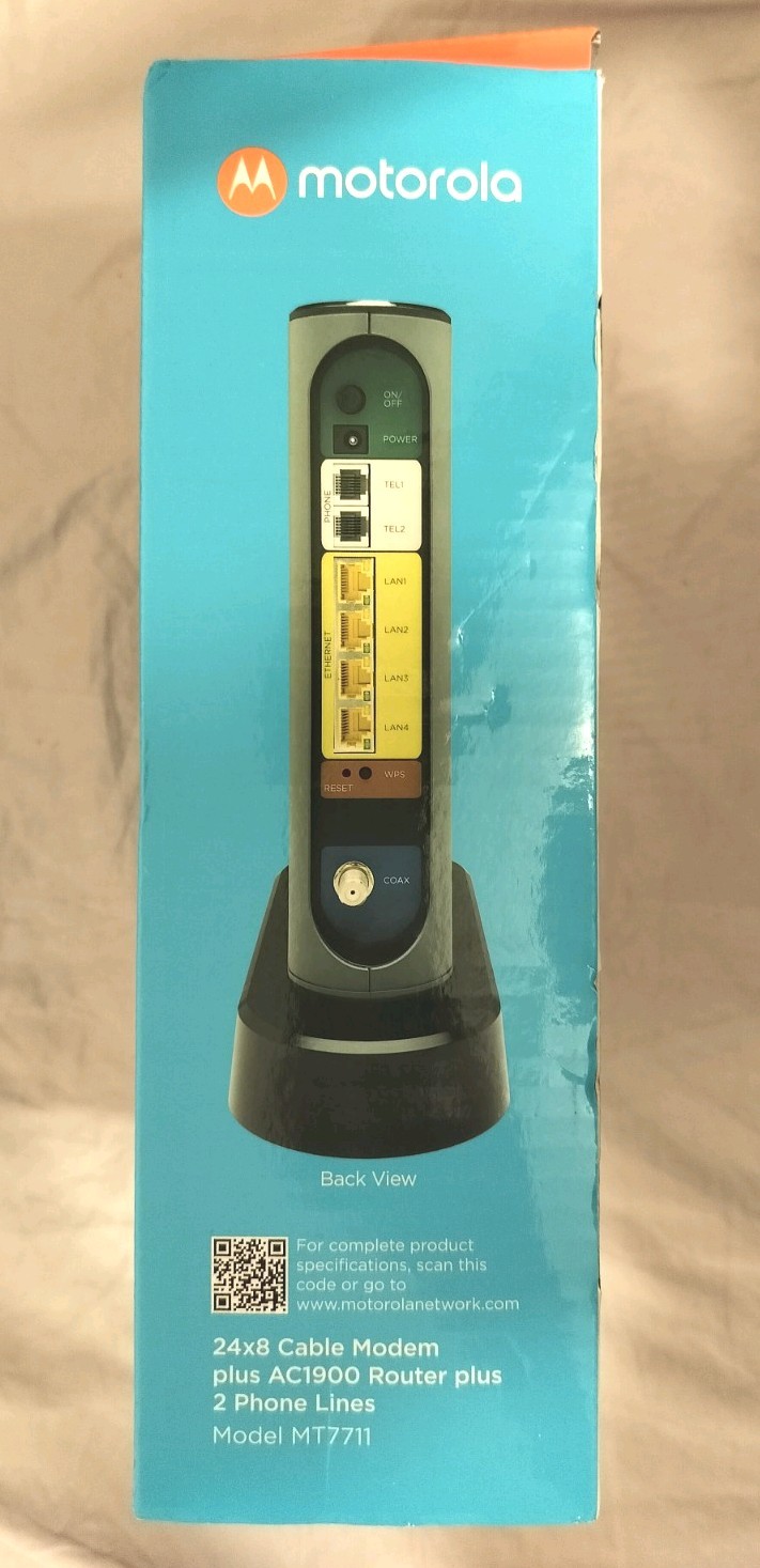 Motorola MT7711 24×8 Modem Router Two Phone Lines DOCSIS 3.0 AC1900 Dual Band