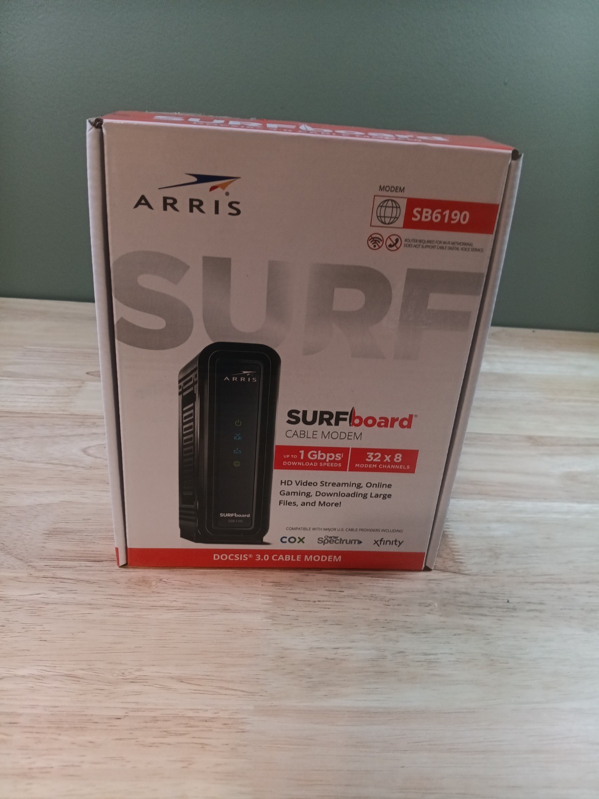 Cable Modem ARRIS SURFboard SB6190 DOCSIS 3.0 Black New Open box
