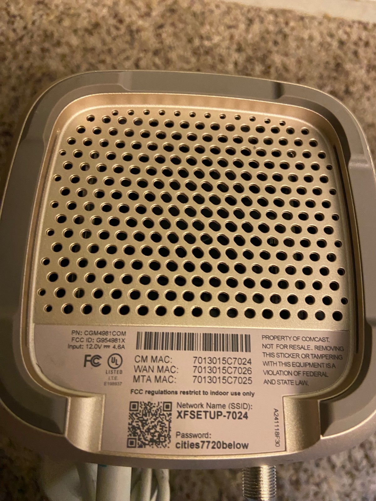🍉 Xfinity XFi Gateway Router XB8-T Triband Wifi CGM4981COM w/ Power Cable – FL