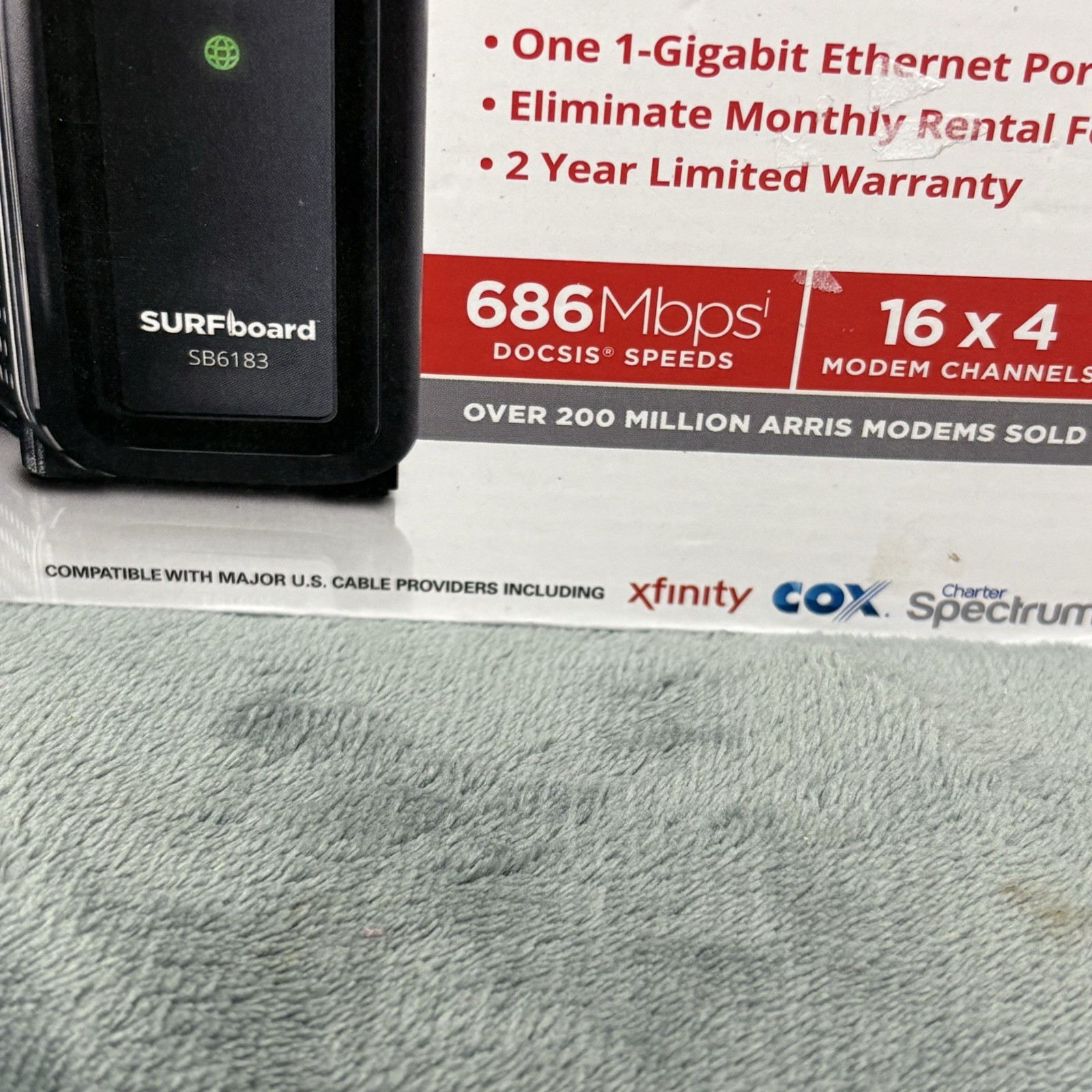 ARRIS SURFboard SB6183 DOCSIS 3.0 16×4 Gigabit Cable Modem, 686 Mbps