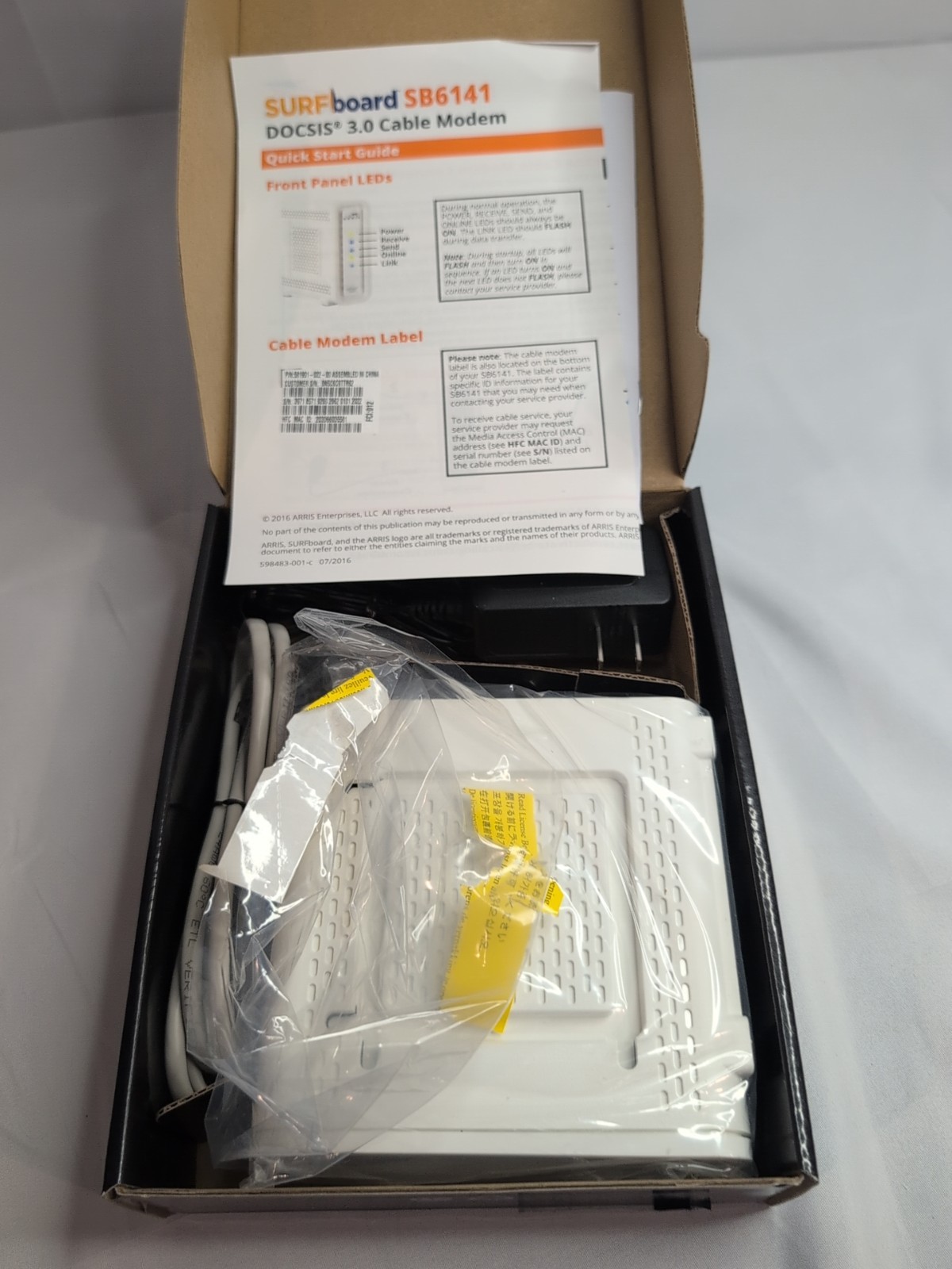 Motorola Arris SURFboard Modem 400 Series SB6141 343 Mbps DOCSIS 3.0 Ethernet