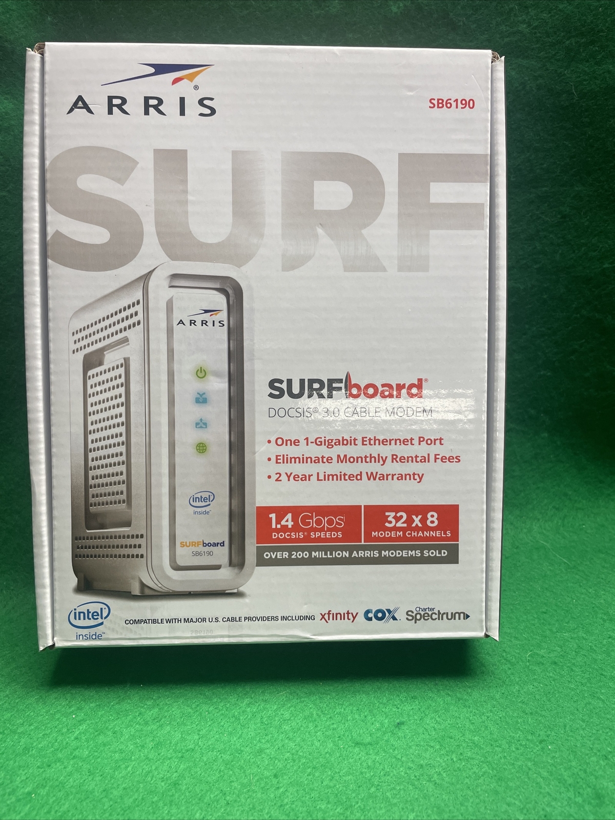 ARRIS SURFboard SB6190 DOCSIS 3.0 32 x 8 Gigabit Cable Modem 1 Gbps White