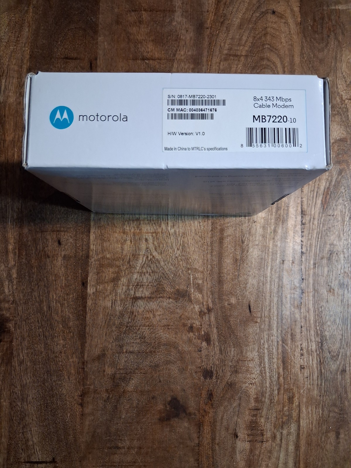 Motorola MB7220 DOCSIS 3.0 Cable Modem 8×4 Gigabit Ethernet – Open Box – Tested