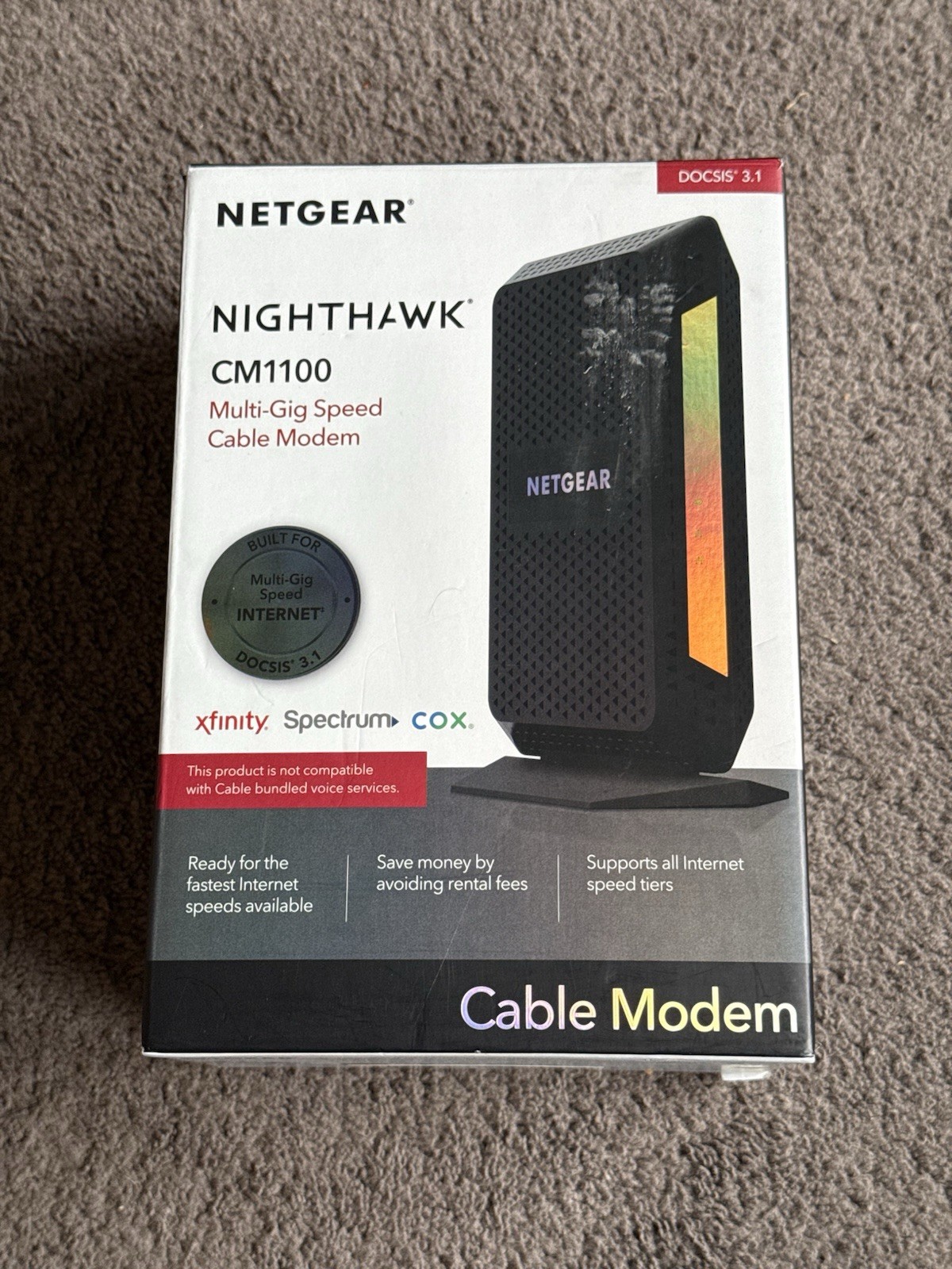 NETGEAR Nighthawk CM1100 Multi-Gig Speed Cable Modem Black