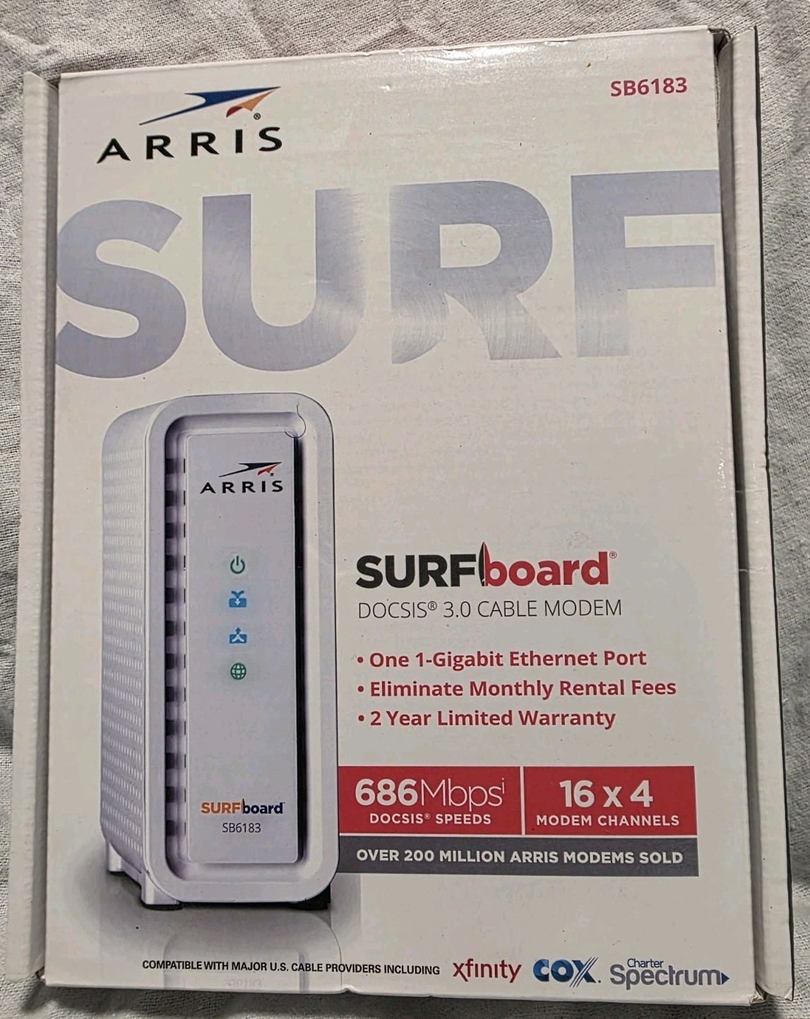 ARRIS SURFboard SB6183 DOCSIS 3.0 Cable Modem -Xfinity Spectrum White New Sealed