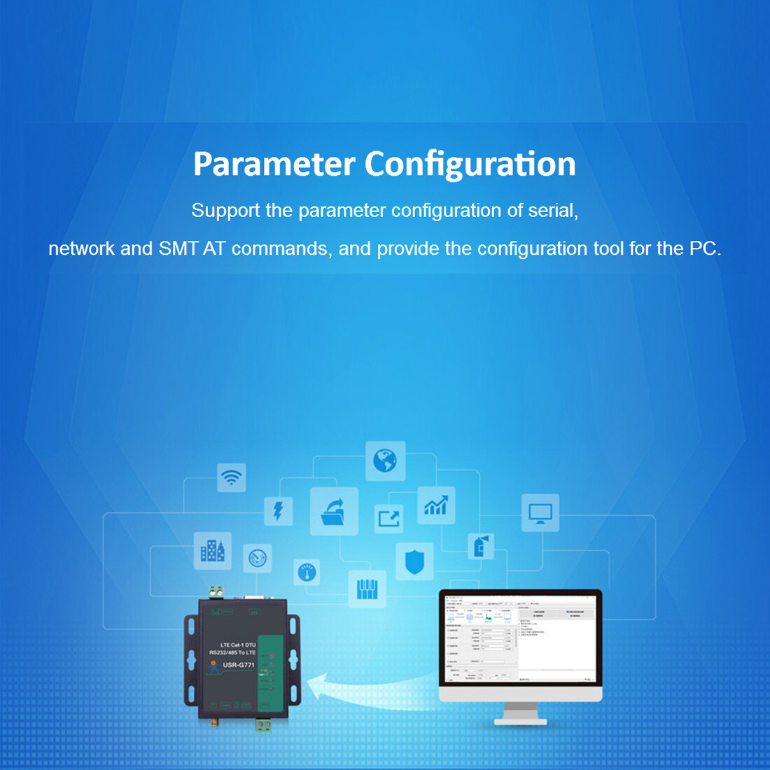 USR-G771-E LTE CAT 1 Cellular Modem For LTE GSM TCP UDP Transparent Transmission