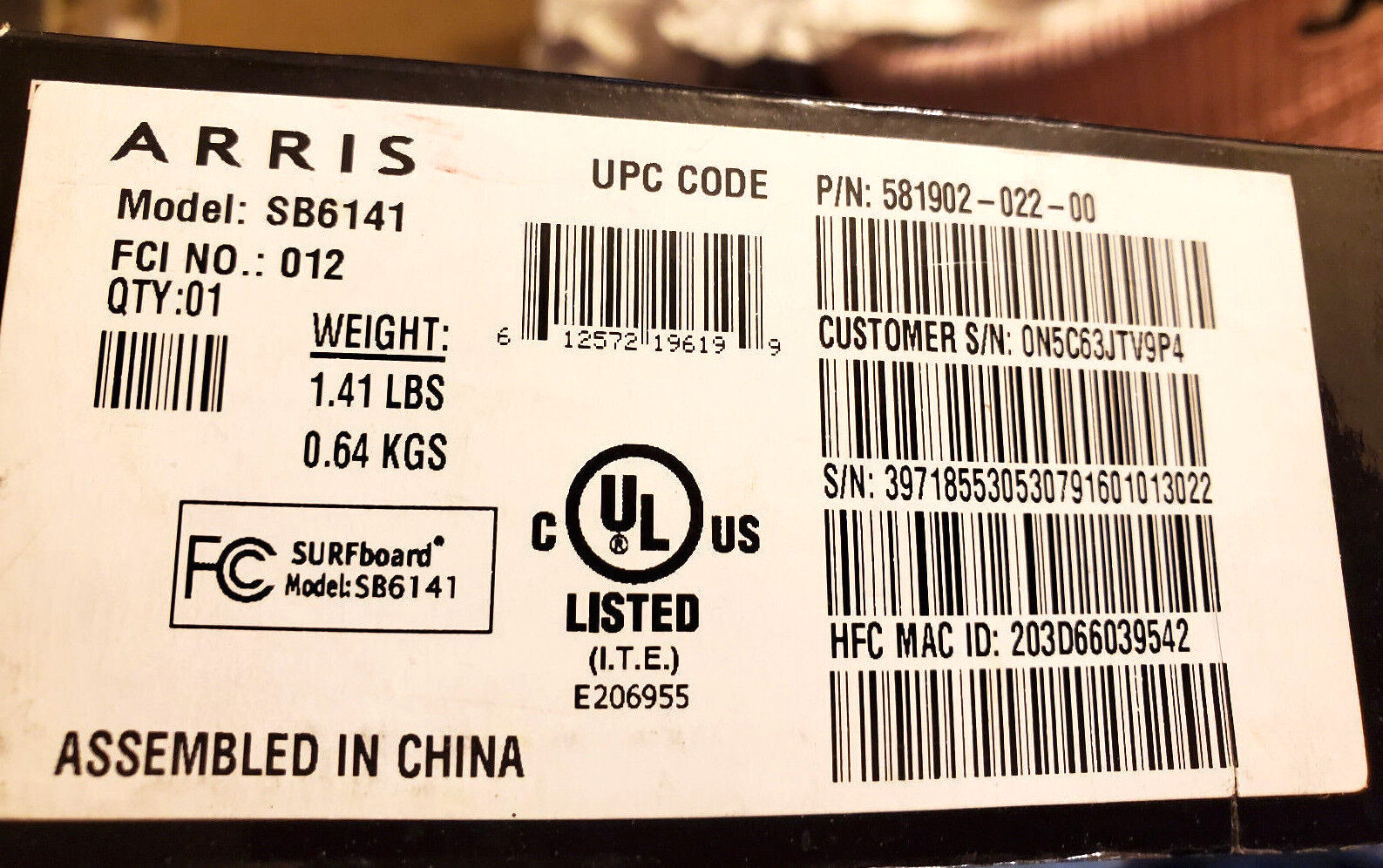 Motorola ARRIS SURFboard SB6141 Docsis 3.0 Cable Modem 400 Series NEW OPEN BOX