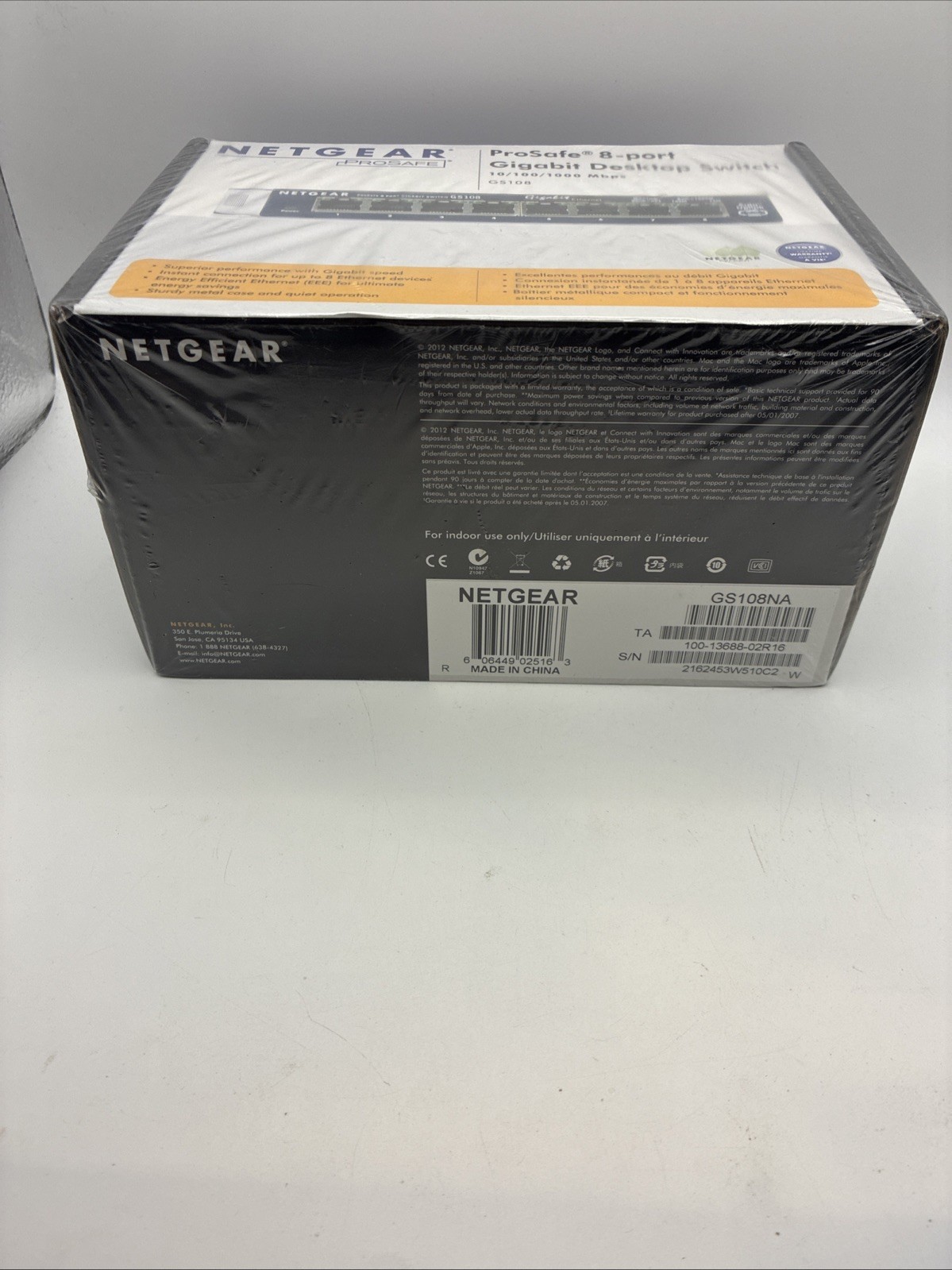 Netgear Prosafe 8 Port Gigabit Switch GS108 10/100/1000 Mbps New Free Shipping