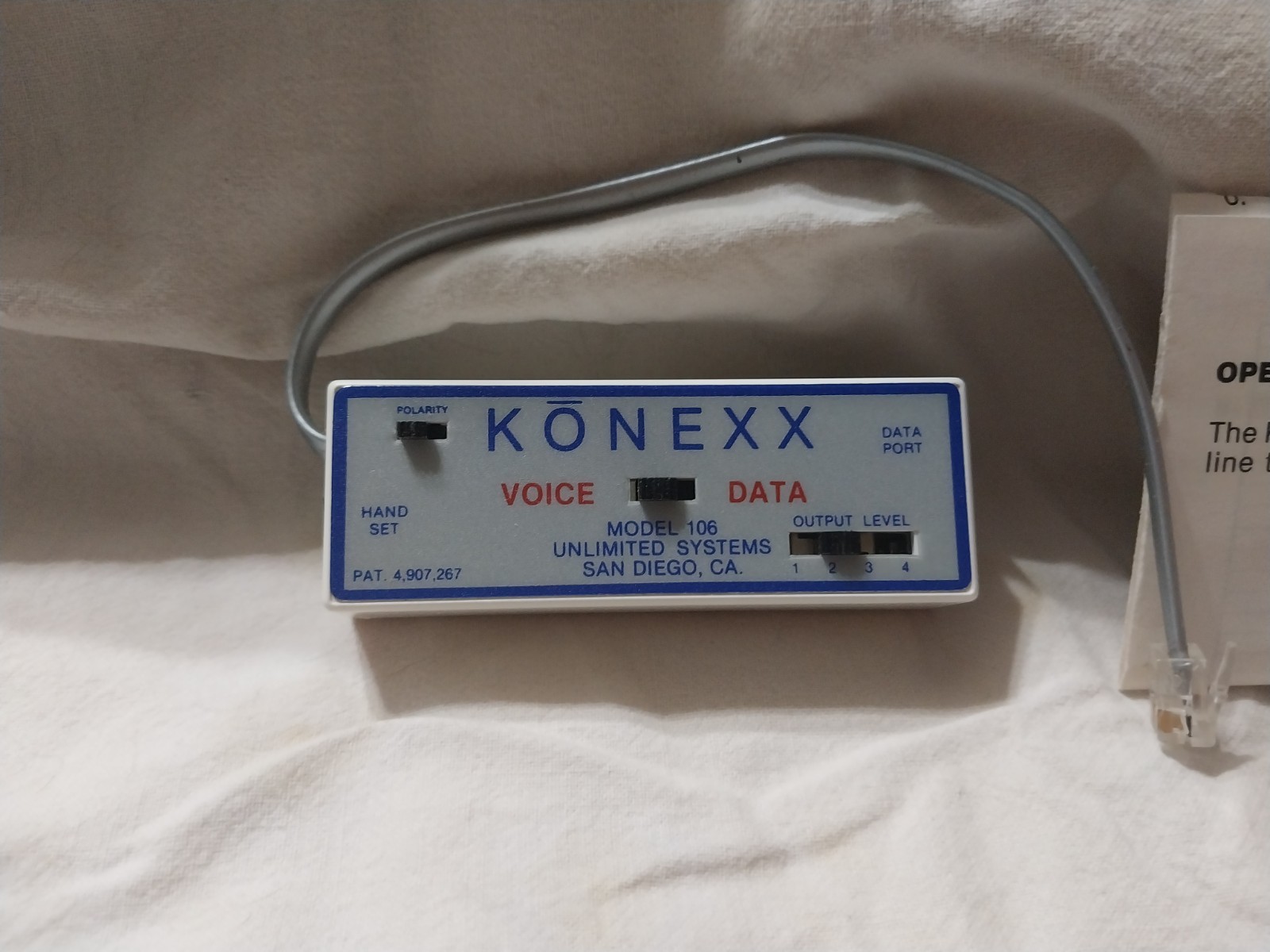 Unlimited Systems Konexx Model 106 Connection Device Phone Voice Data #F6
