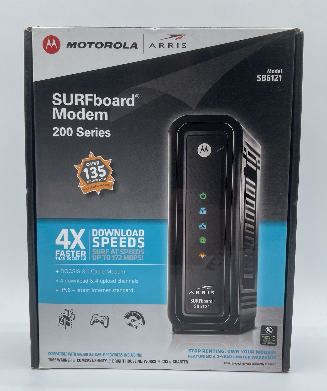 Motorola Arris SURFboard 200 Series Cable Modem (SB6121) – Black – Used
