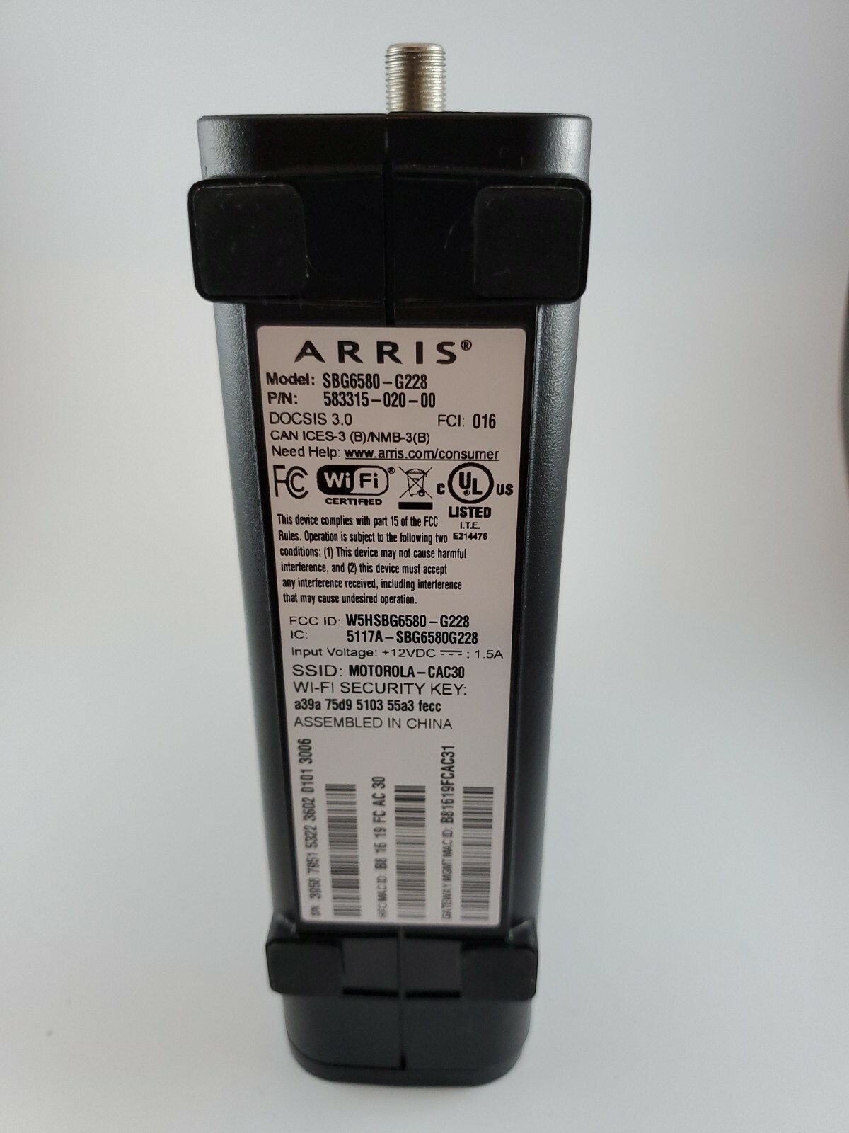 Motorola ARRIS SURFboard SBG6580 DOCSIS 3.0 Cable Modem Wi-Fi Router NO ADAPTER