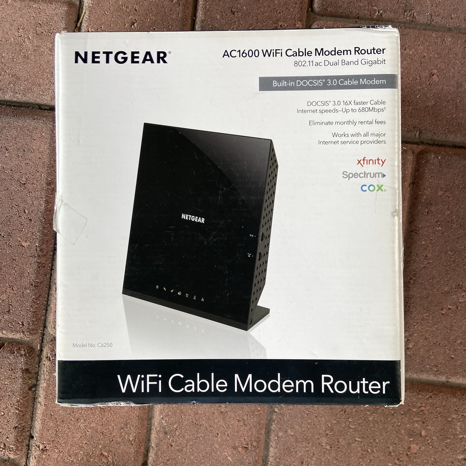 NETGEAR AC1600 Wifi Cable Modem Router C6250 – Black New Sealed