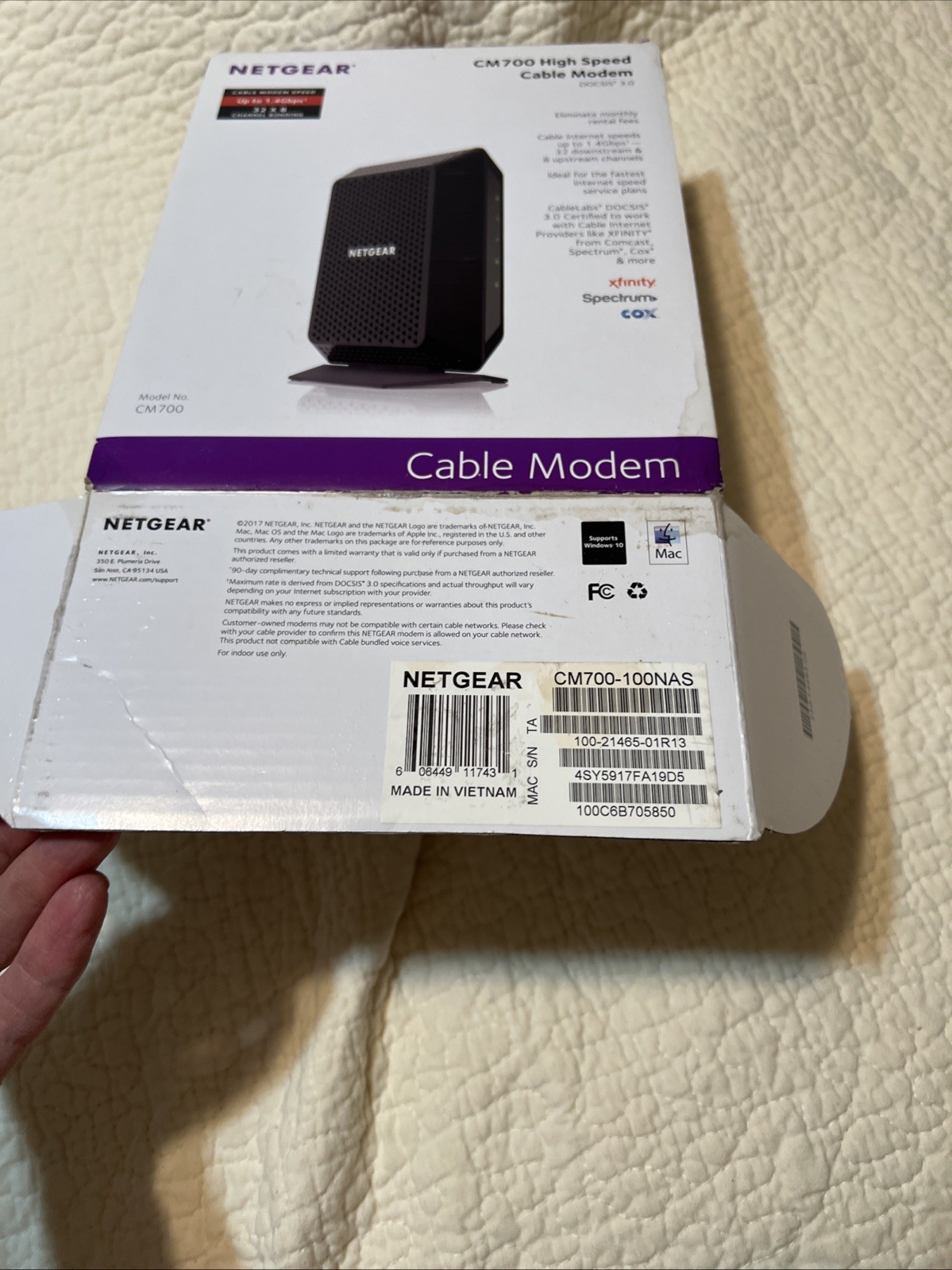 NETGEAR CM700-100NAR High Speed DOCSIS 3.0 Cable Modem No Ethernet Cable