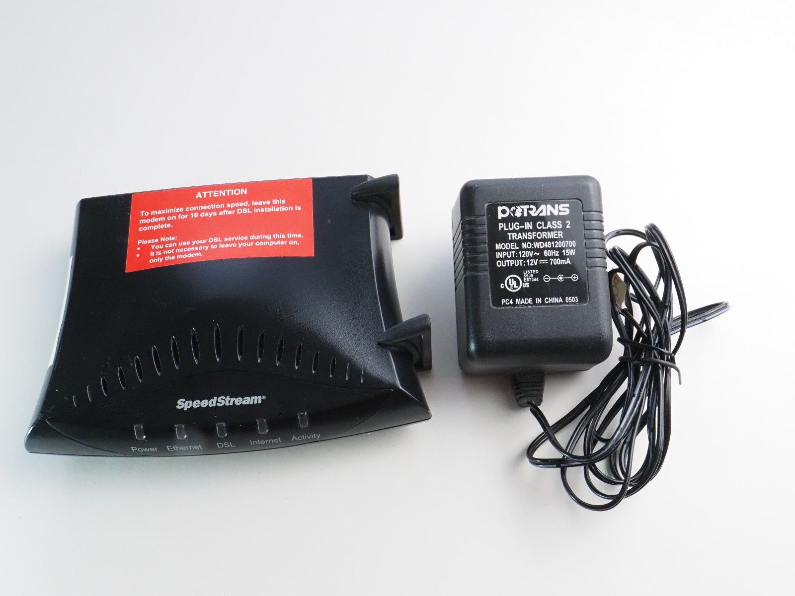 EX, TESTED, Efficient Networks SpeedStream 5100 ADSL MODEM and Power Supply