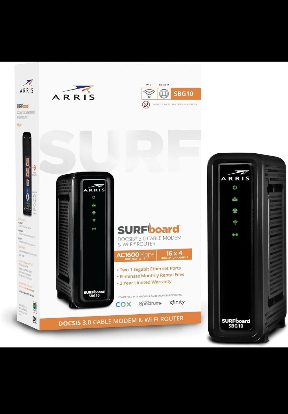 ARRIS SBG10 SURFboard AC1600 Dual-Band Cable Modem Router