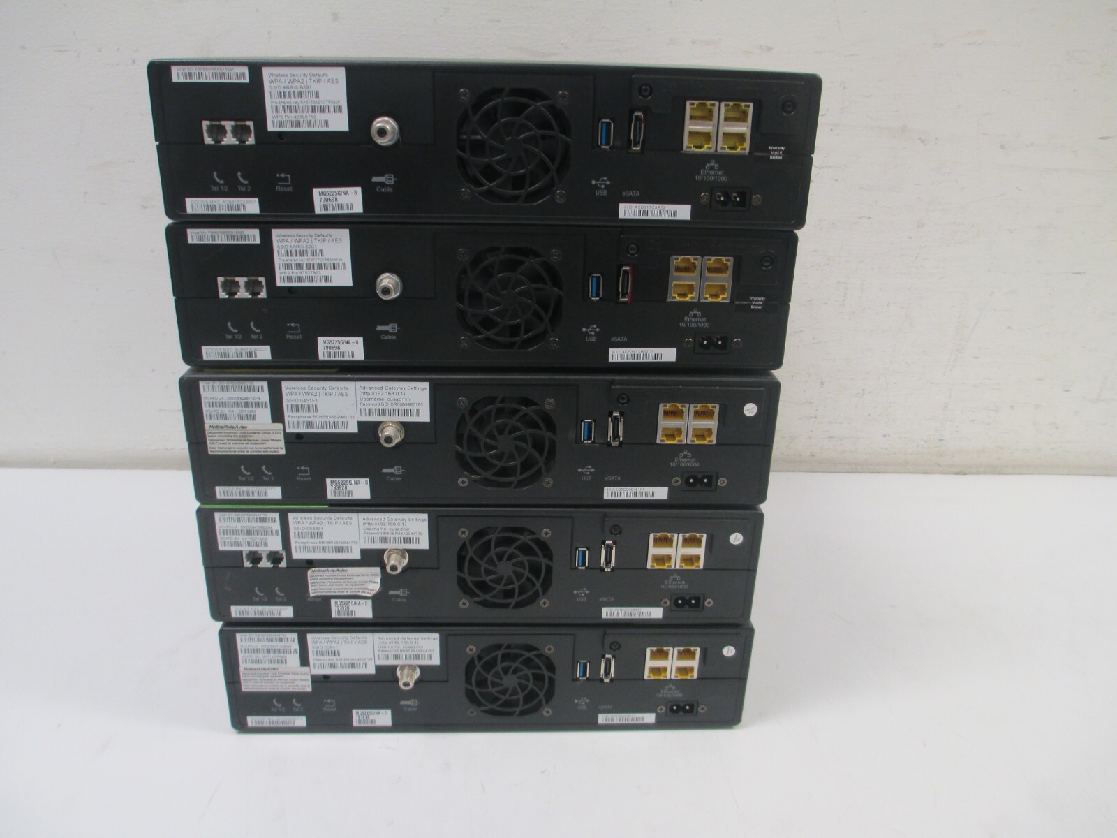 Lot Of 5 ARRIS Media Gateway Modem MG5225G/NA MG02DCG5225 (For Parts, no cords)