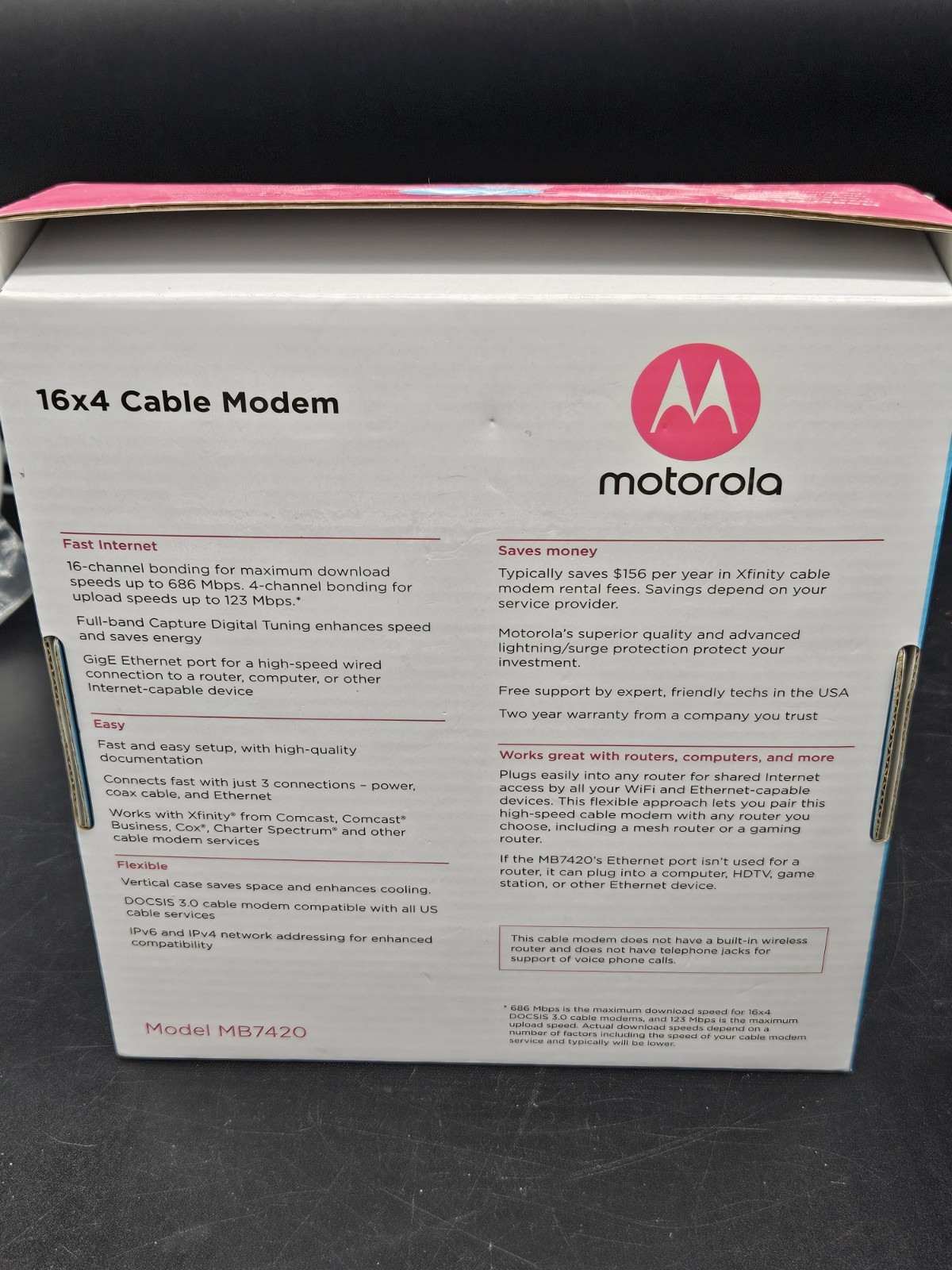 Motorola 16×4 Cable Modem Model MB7420 686 Mbps DOCSIS 3.0