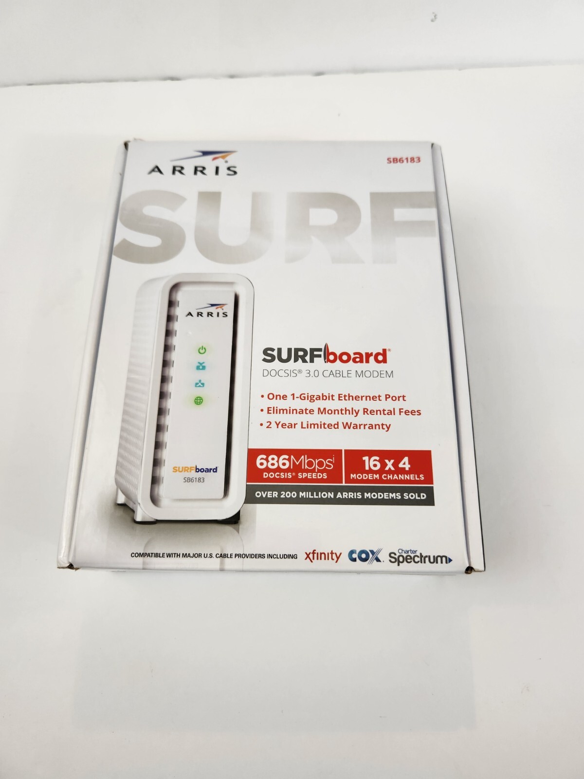 ARRIS SURFboard SB6183 Cable Internet Modem Gaming Speed White NEW Open Box