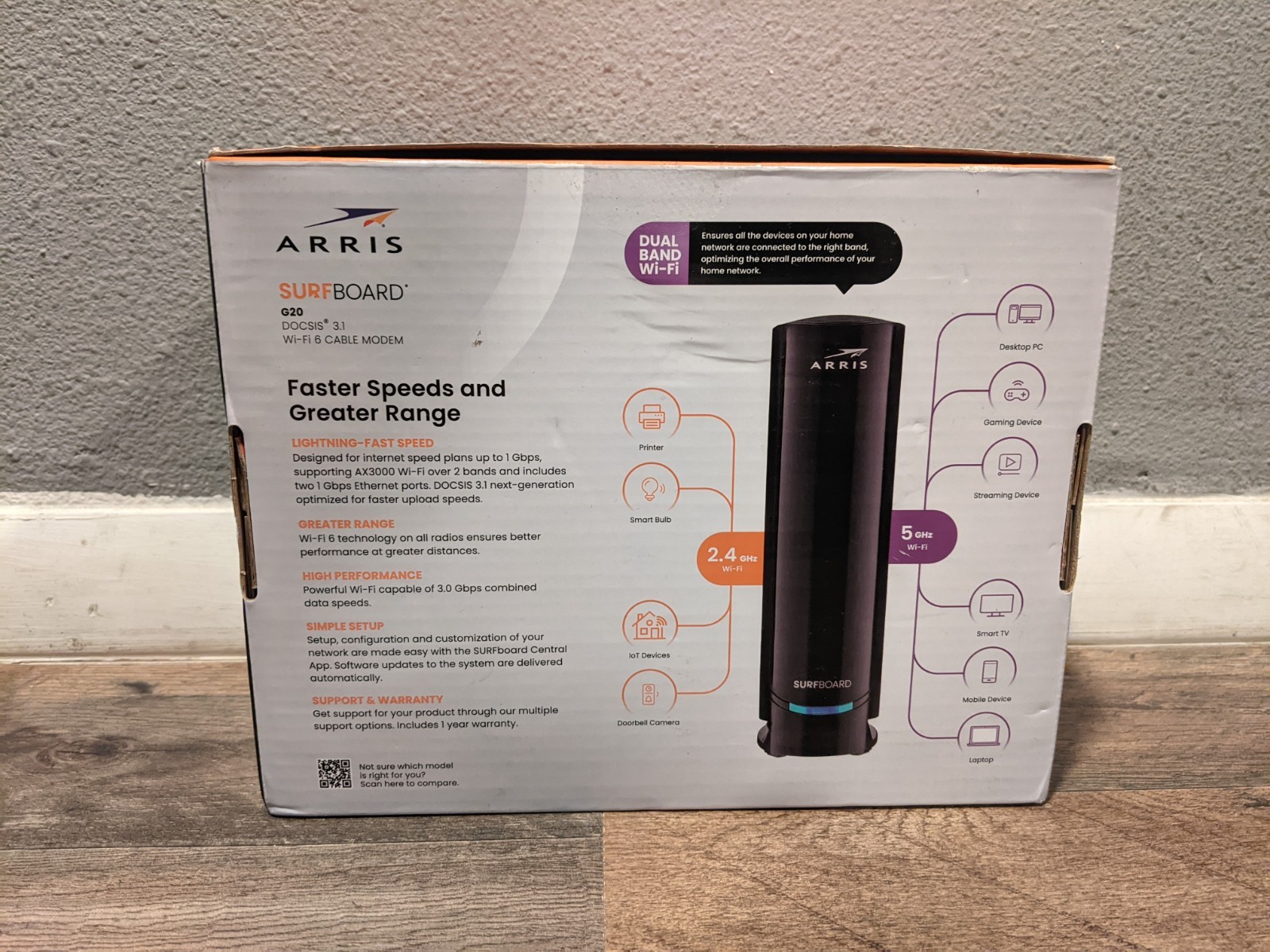 ARRIS G20 DOCSIS 3.1 Cable Modem & AX3000 WiFi 6 Router +WrtyThru 2/20/27+TESTED