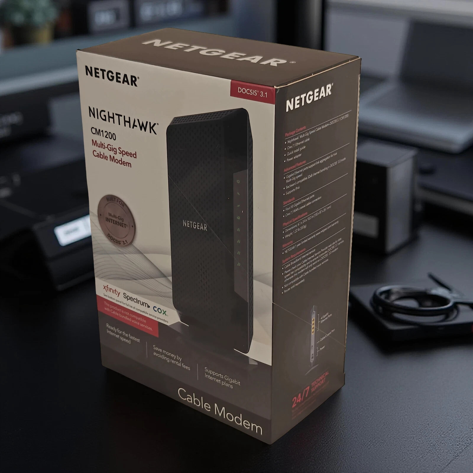 NEW – Netgear Nighthawk CM1200 DOCSIS 3.1 Cable Modem – Multi-Gig Speed – In Box