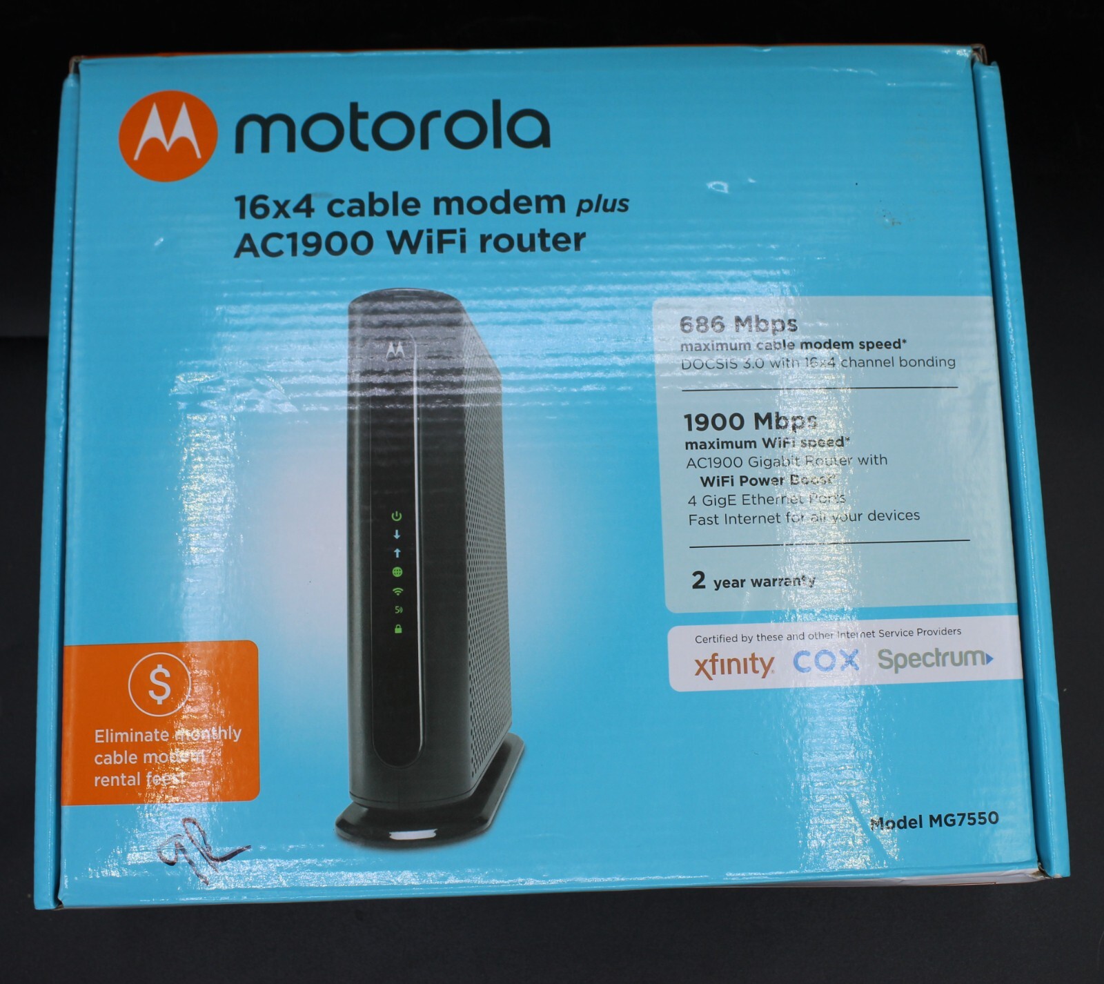 Motorola MG7550 16×4 Cable Modem Plus AC1900 WiFi Router