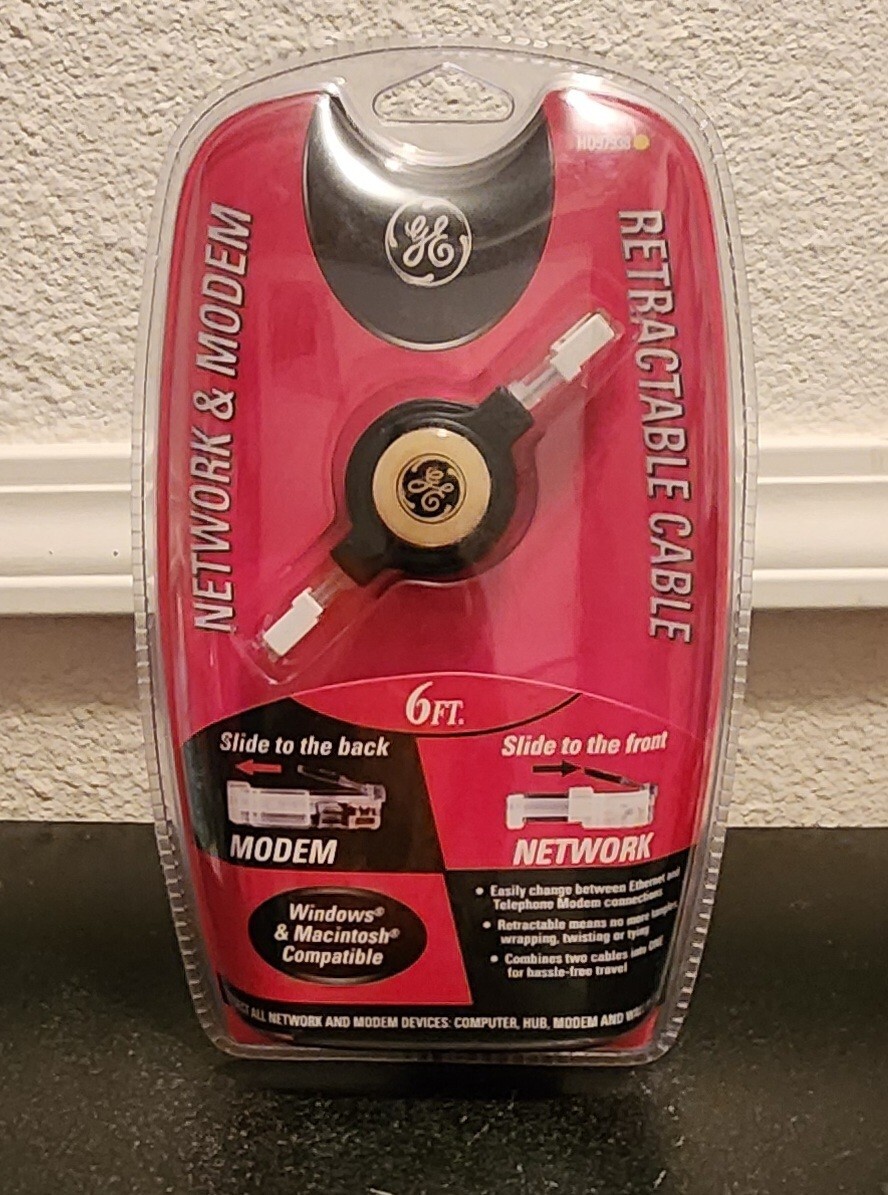 GE Network & Modem Retractable Cable 6ft. PC / Apple Compatible #H097938