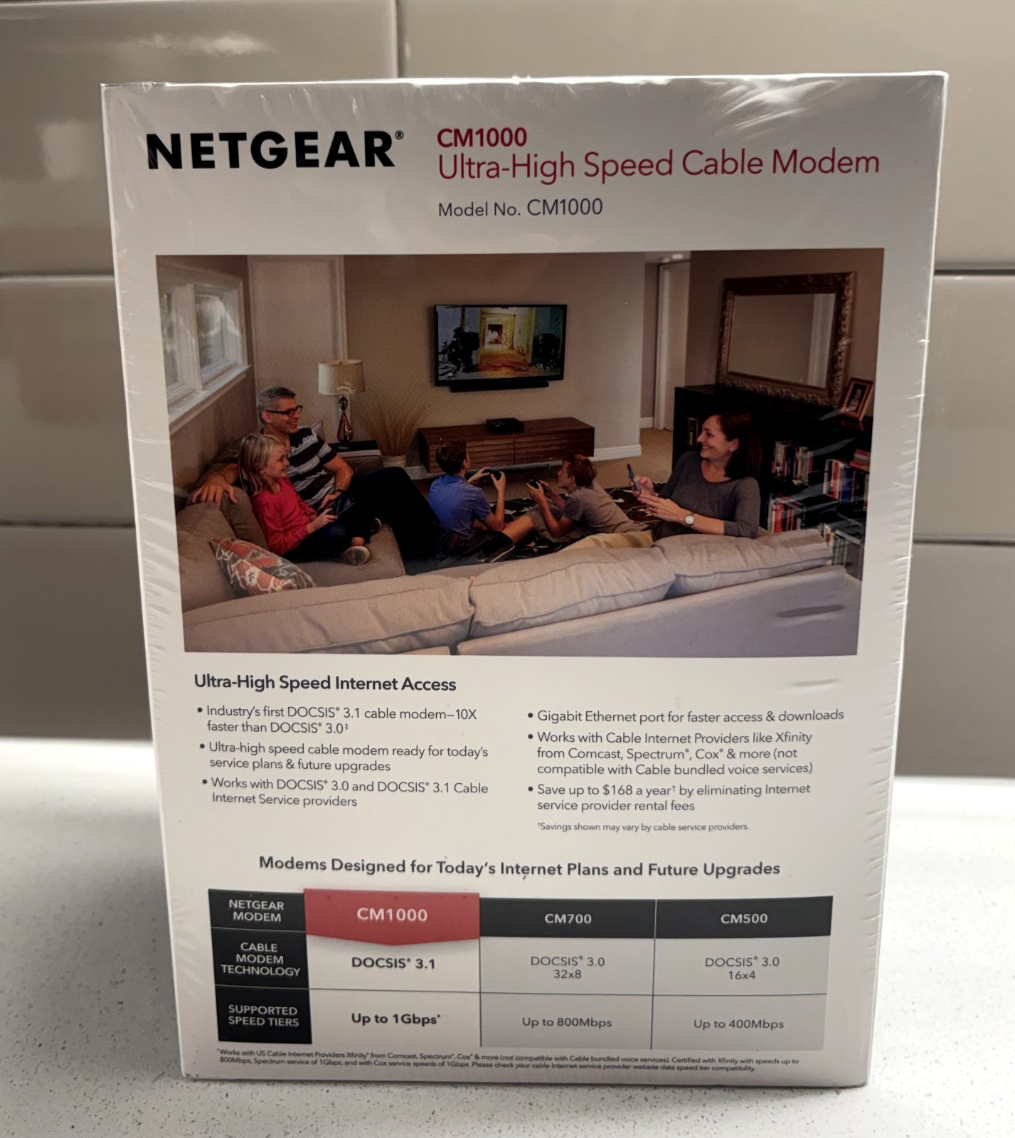 Netgear Cable Modem Black(CM1000-100NAS)Gigabit Ethernet, Cox, Spectrum, XFinity