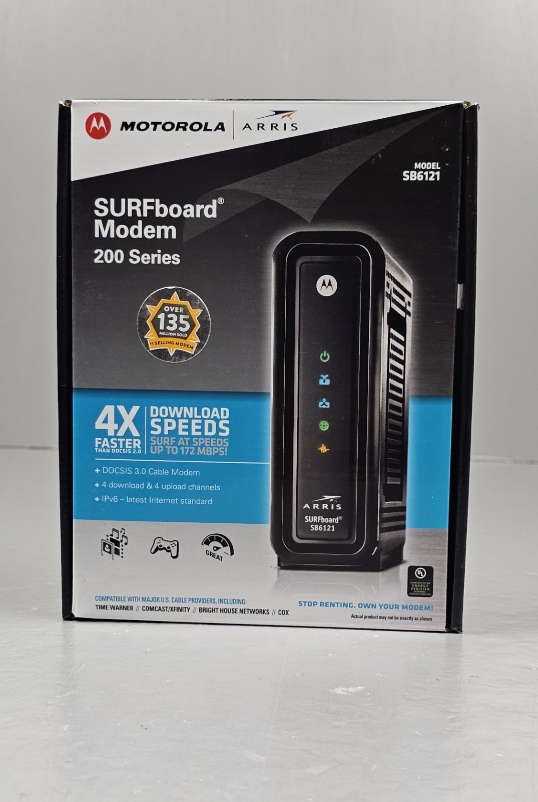 Motorola ARRIS SURFboard SB6121 4×4 DOCSIS 3.0 Cable Modem NOB